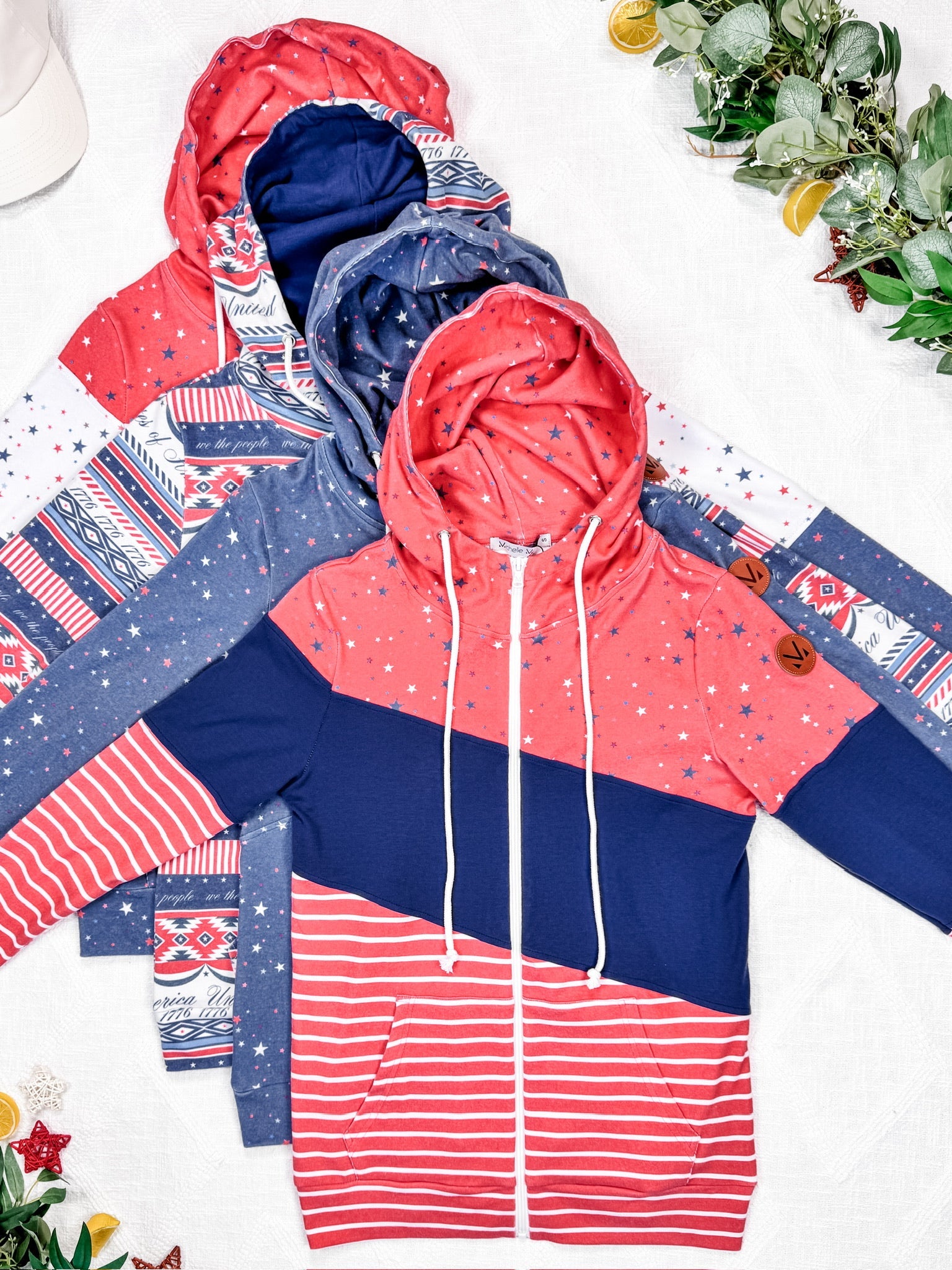 IN STOCK Colorblock Fullzip - Liberty Stars, Navy, and Stripes Trio
