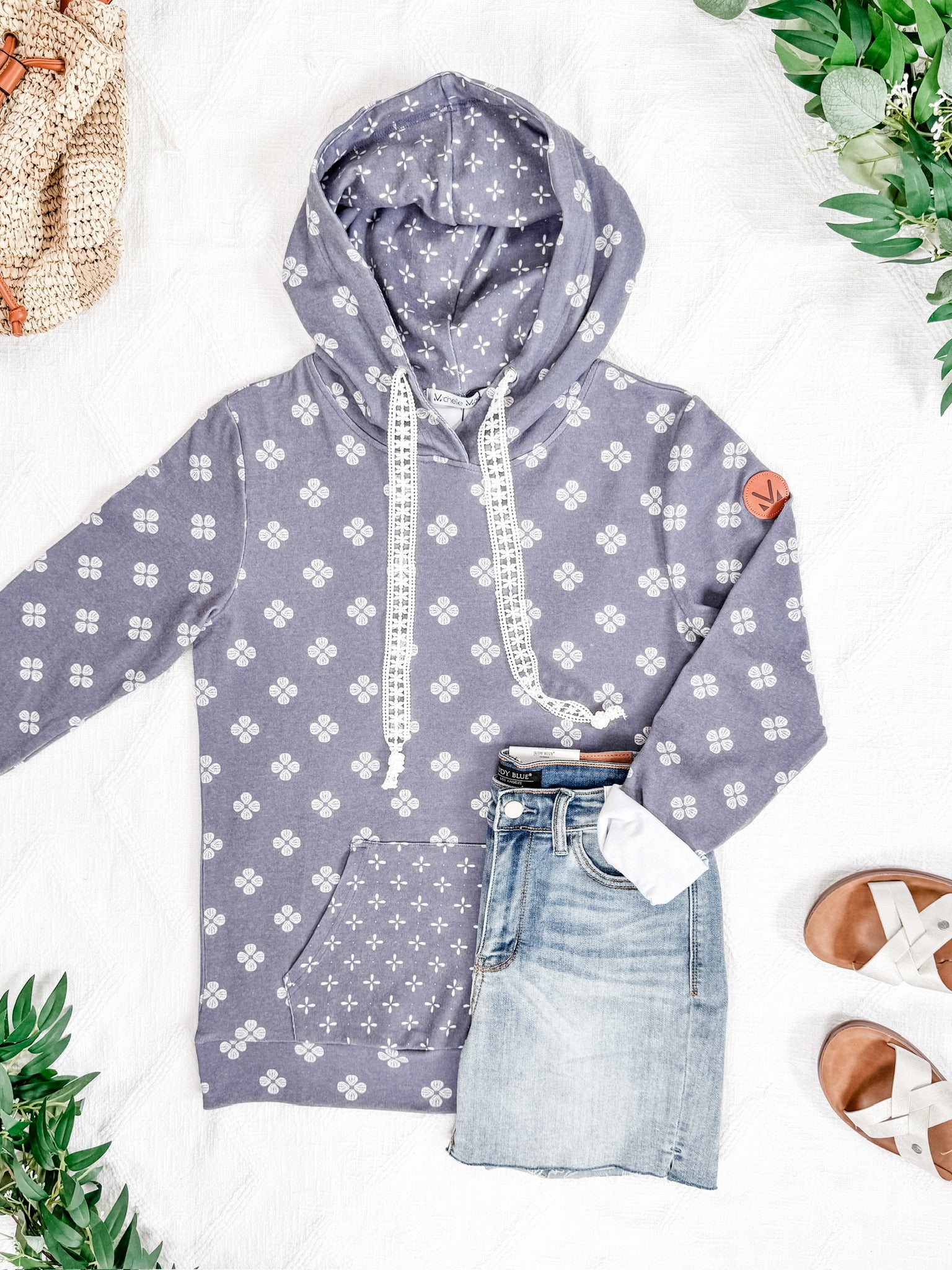 IN STOCK Hailey Pullover Hoodie - Slate Purple Floral
