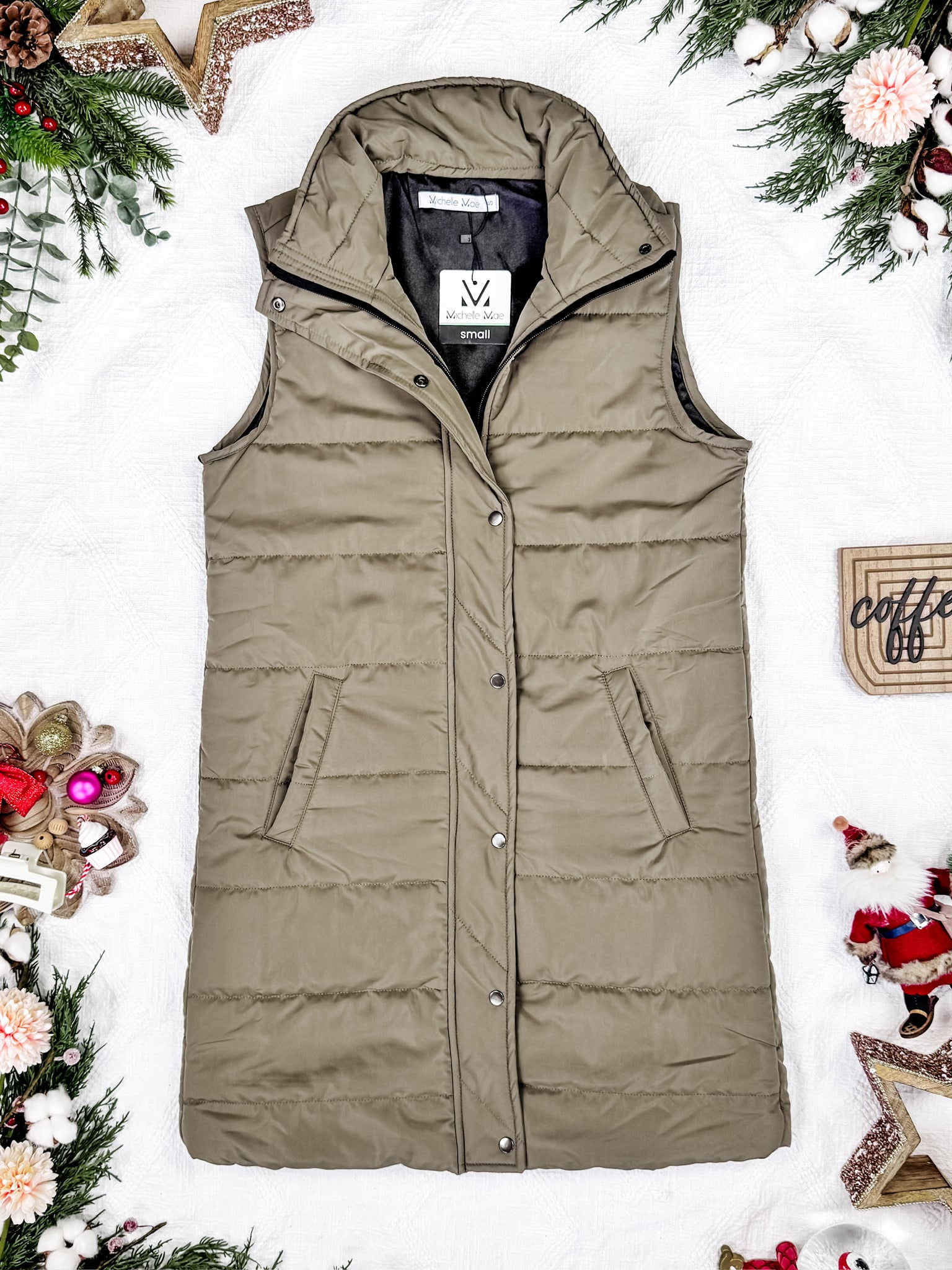 IN STOCK Harlow Long Vest - Olive