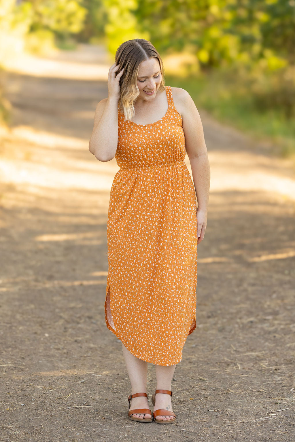 IN STOCK Reagan Ribbed Midi Dress - Pumpkin Floral FINAL SALE