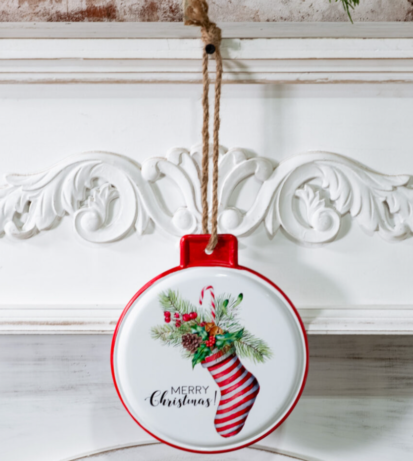 7" Stocking Tin Ornament