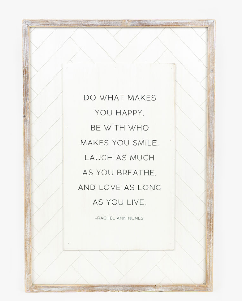 Reversible Wood Sign Herringbone Collection Happy/Script