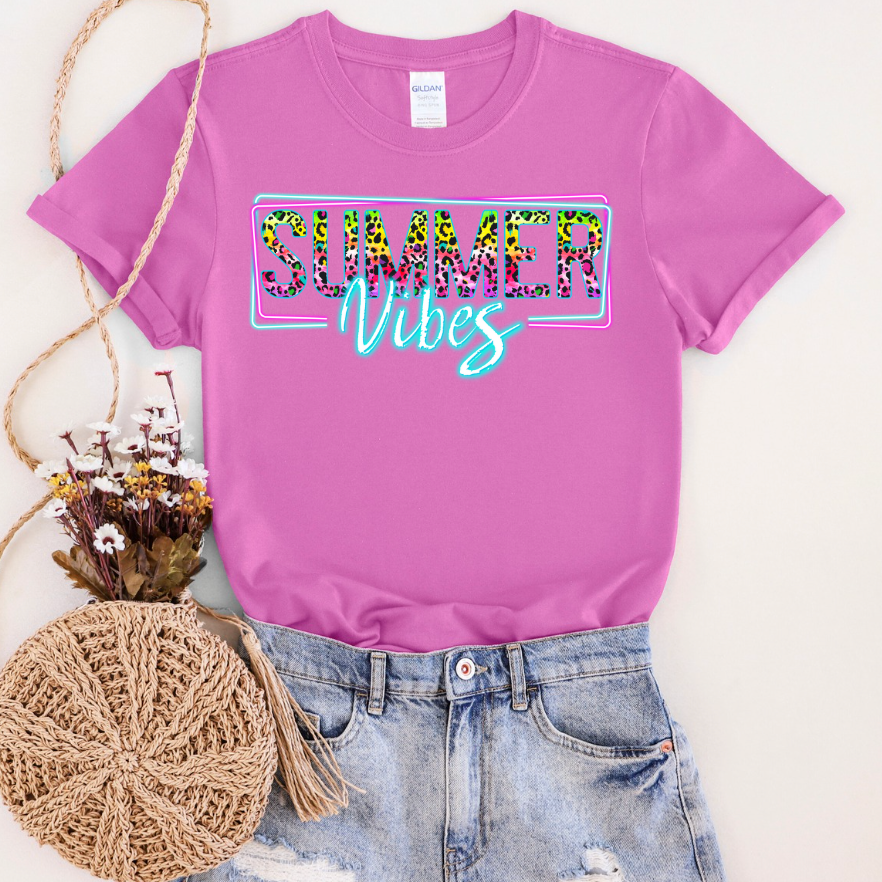 Leopard Neon Summer Vibes Graphic Tee