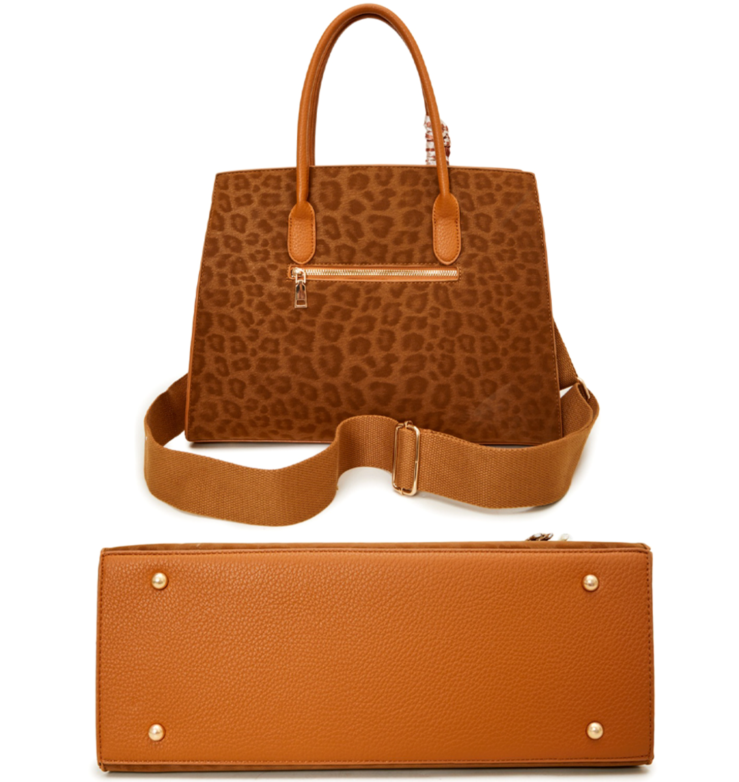 3In1 Leopard Tote Bag W/Matching Bag And Wallet Set