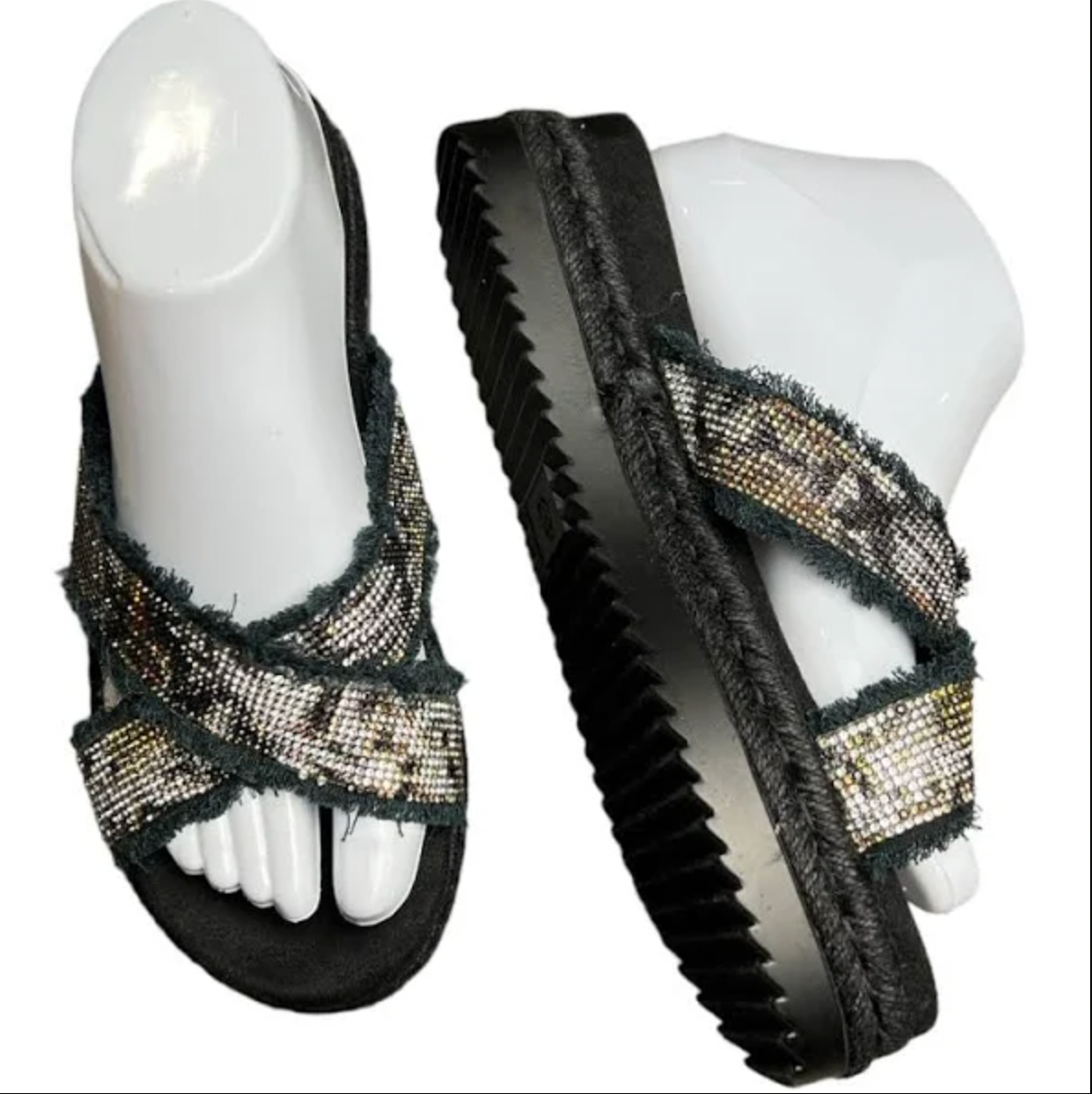 Lucille Glitter Black Sandals