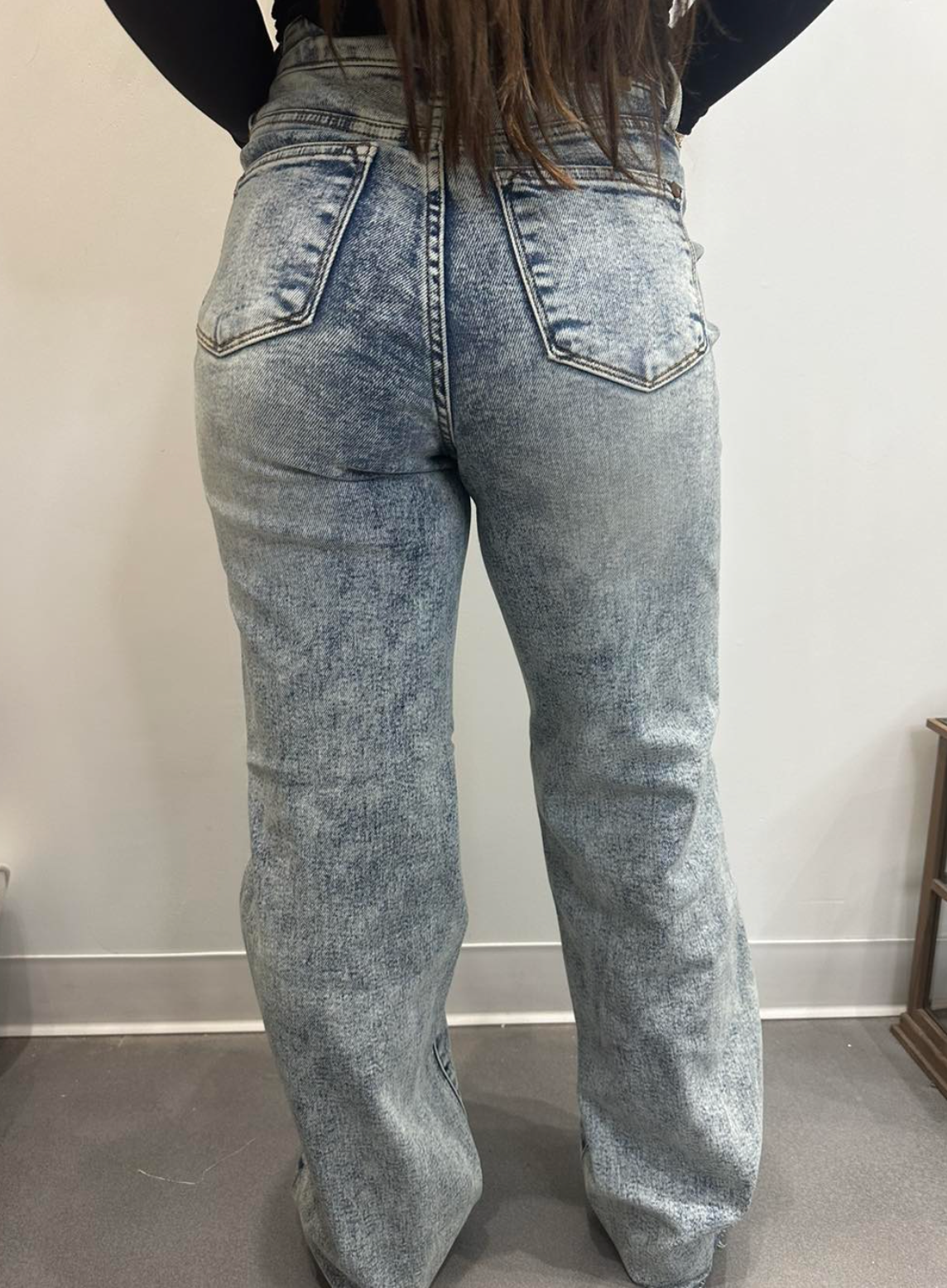 Dory High Waist Mineral Wash Raw Hem Wide Leg Jeans