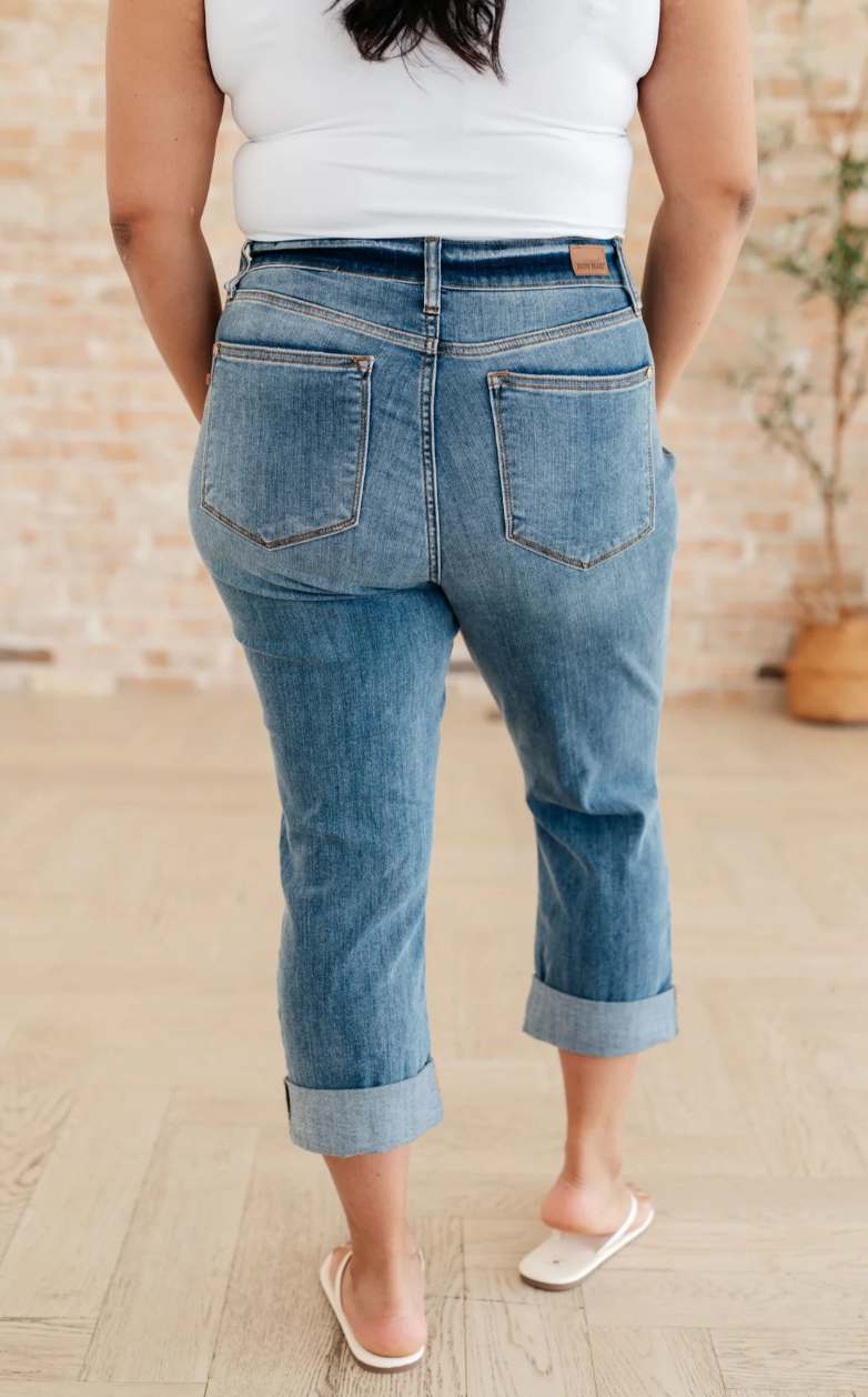 Laura Mid Rise Cuffed Skinny Capri Jeans