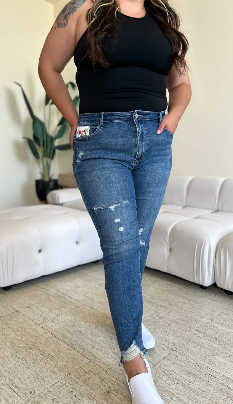 Lucky Strike Judy Blue Full Size Distressed Boyfriend Fit Jeans