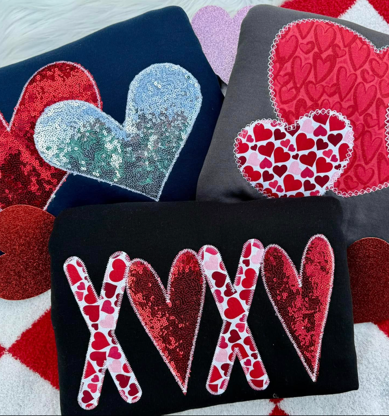 Valentine's XOXO Crewneck Pullover - Red Sequin