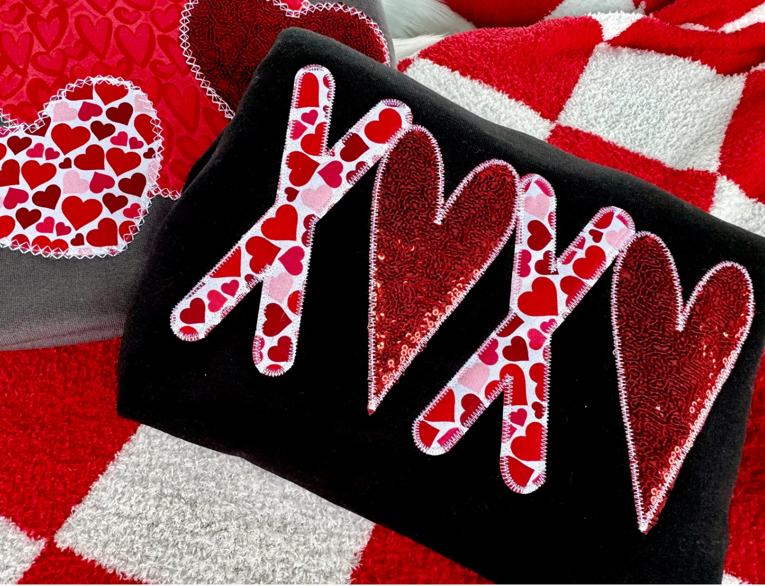 Valentine's XOXO Crewneck Pullover - Red Sequin
