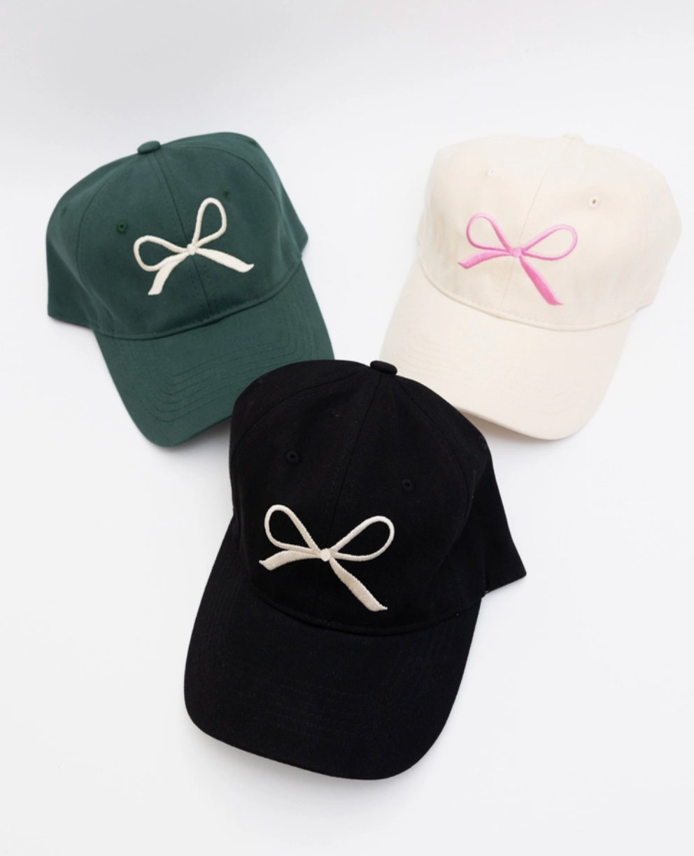 Bow Ribbon Embroidered Baseball Cap - 3 Colors