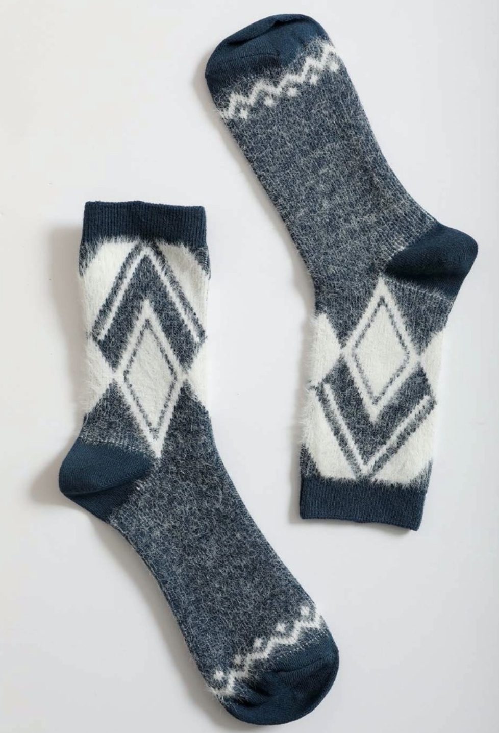 Faux Mohair Diamond Pattern Socks