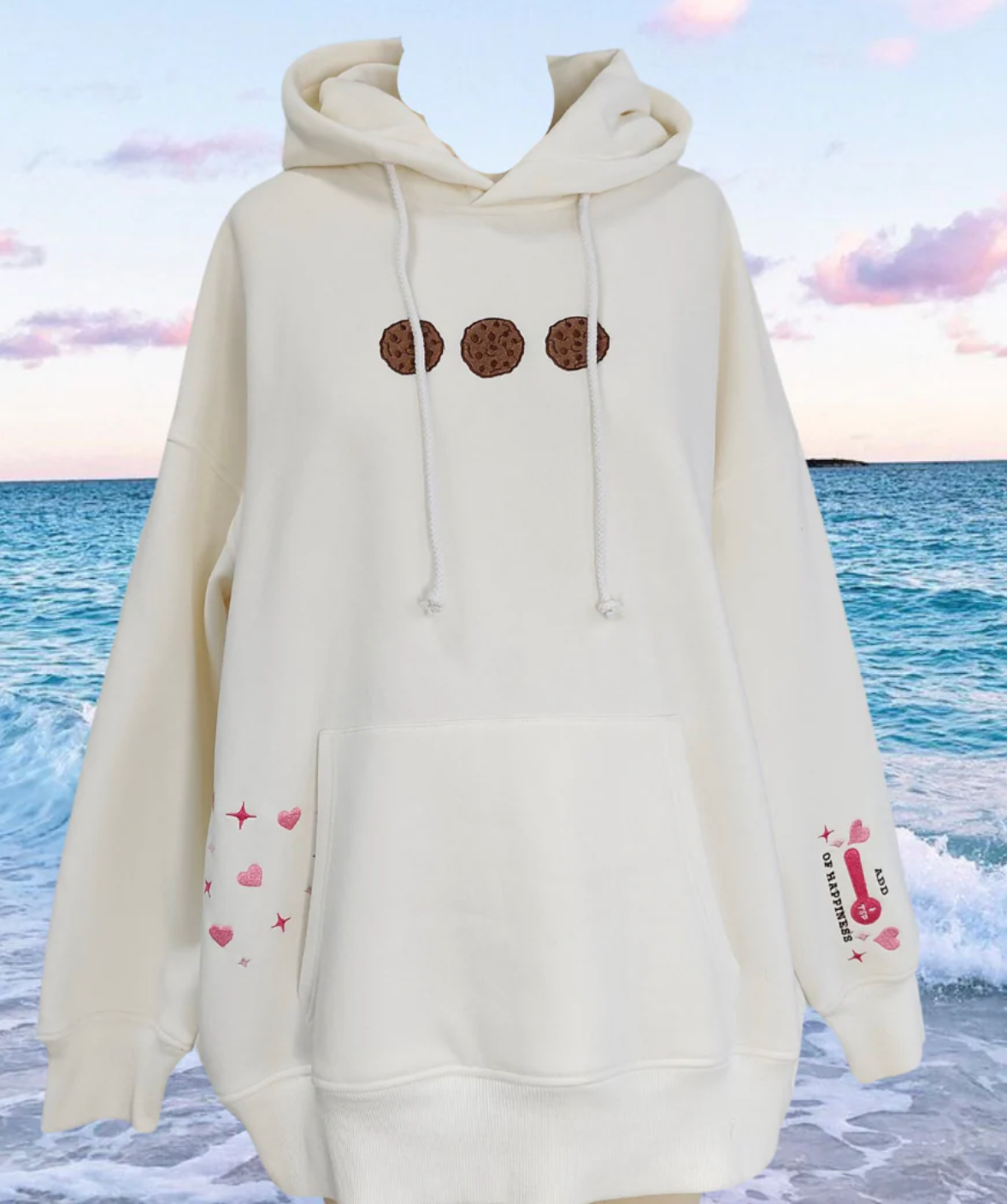 Ivory Chocolate Chip Embroidered Hoodie - NYC Market Exclusive