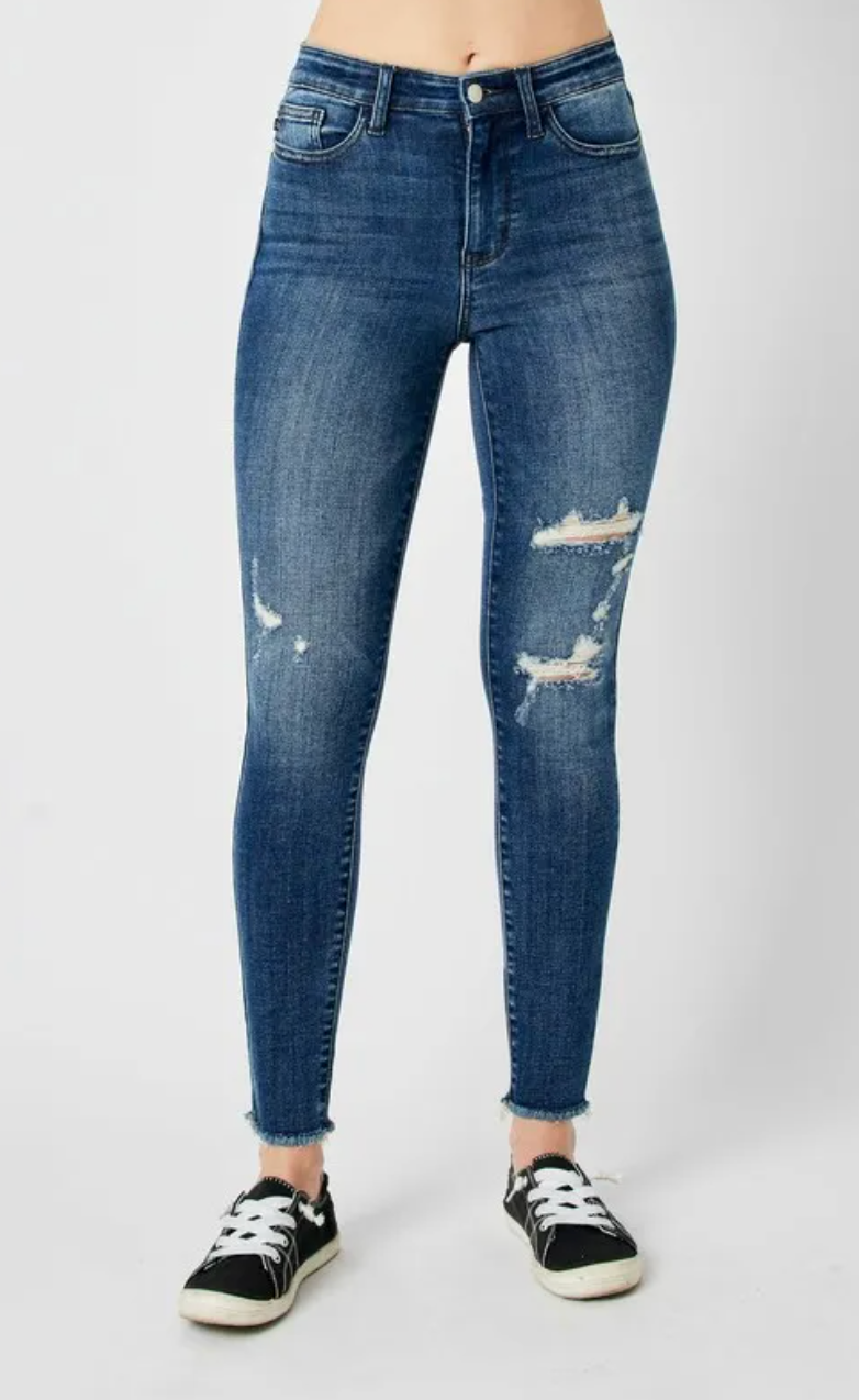 Judy Blue Full Size  High Waist Distressed Skinny Jeans
