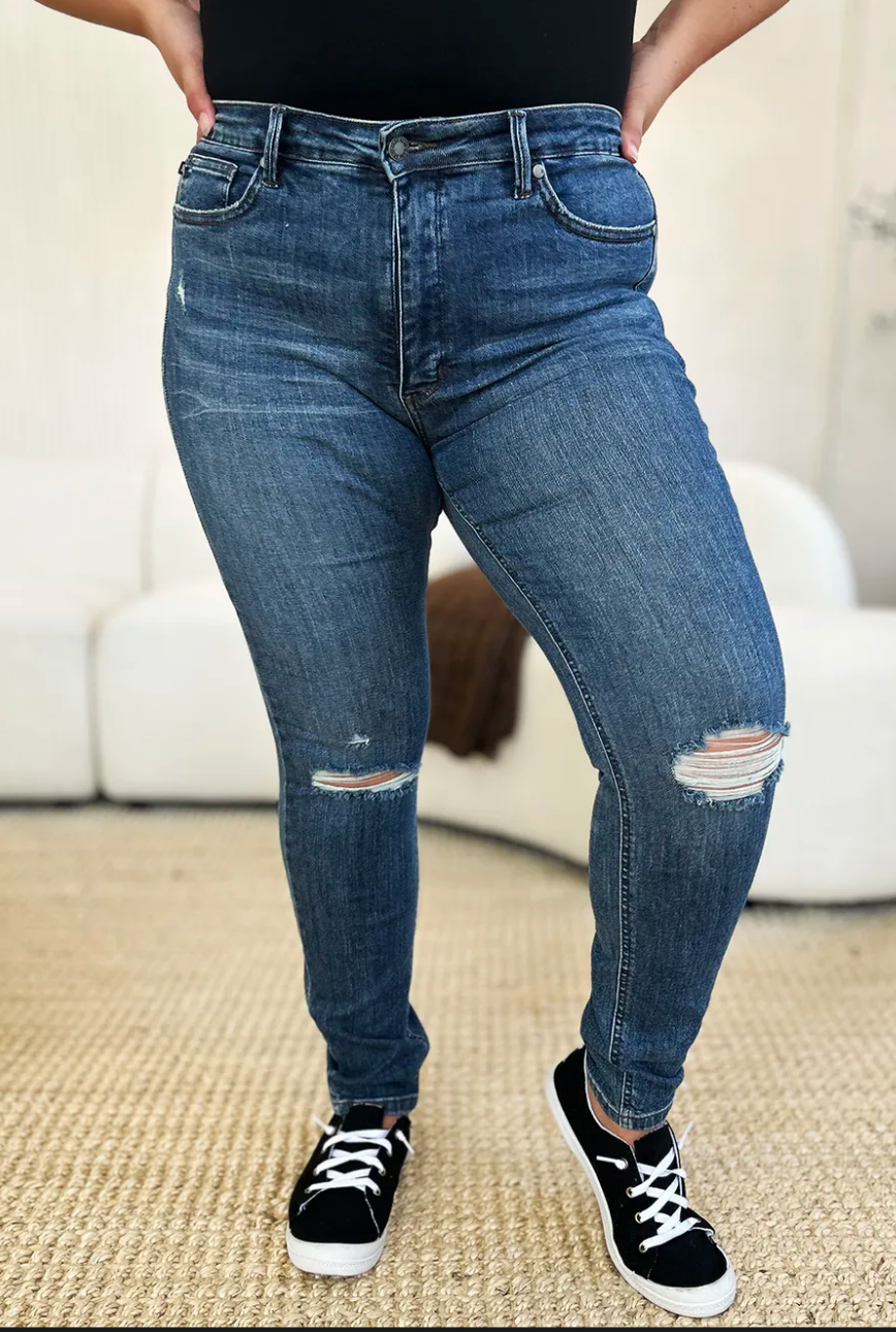 Charlie Tummy Control Distressed Skinny Jeans