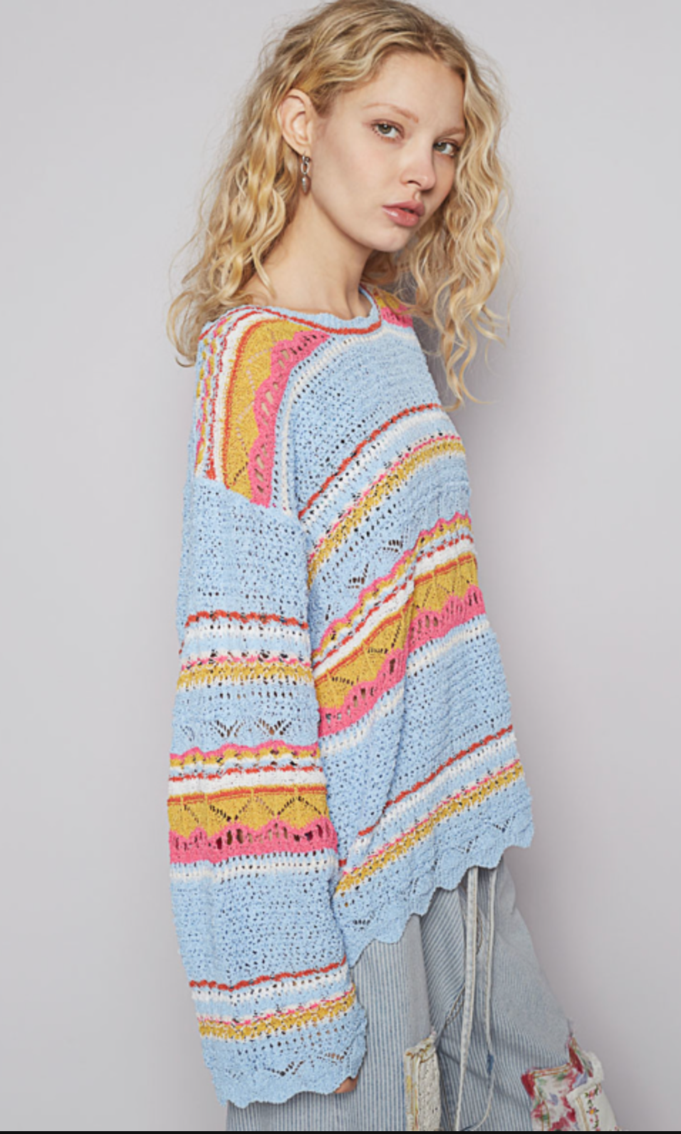 POL Pink Multi Lightweight Sweater
