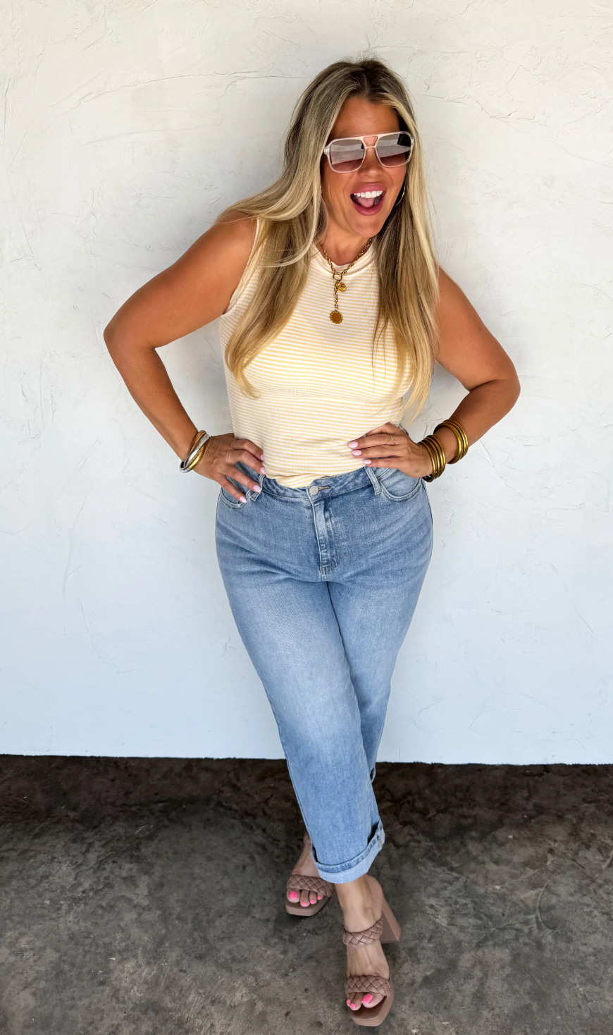 Summer Bianca Striped Ribbed Tank