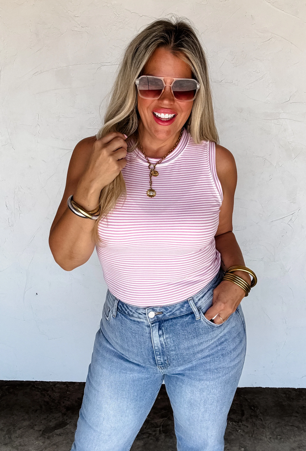 Summer Bianca Striped Ribbed Tank