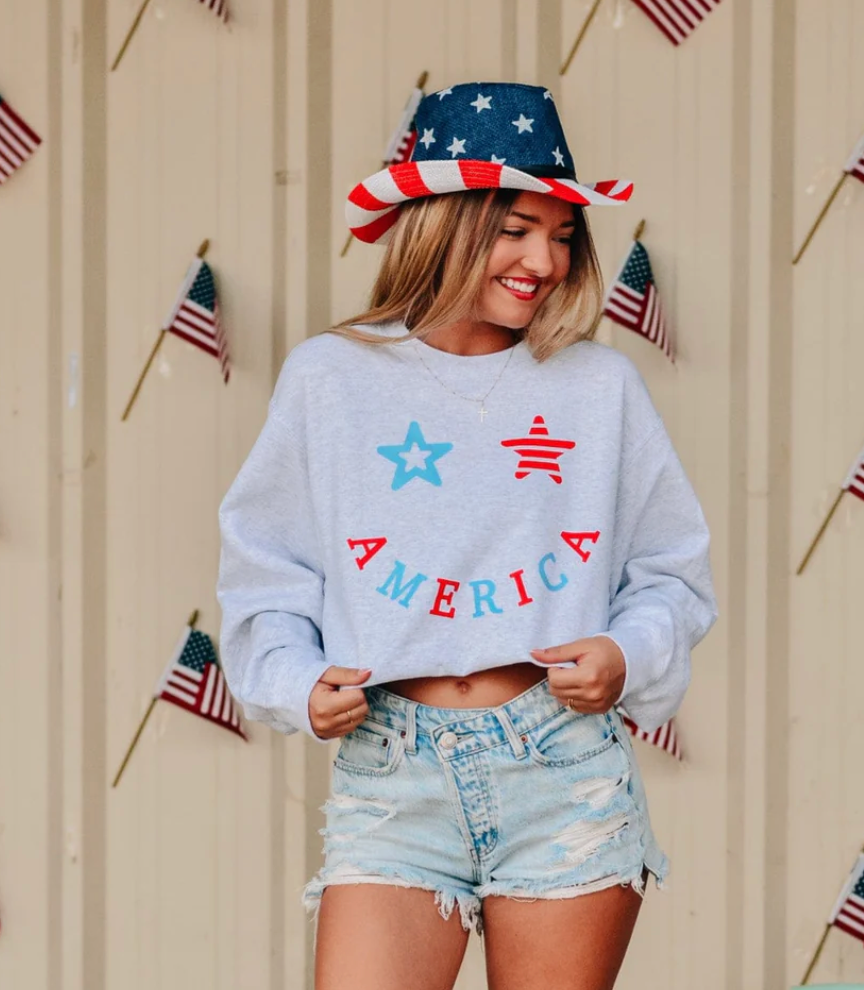 America Smiley Crewneck by Southern Bliss