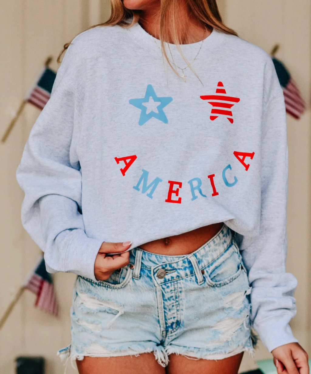 America Smiley Crewneck by Southern Bliss