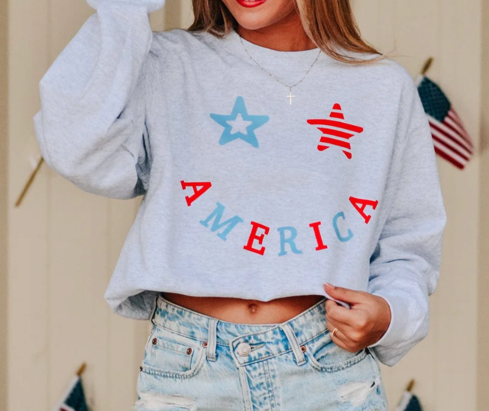 America Smiley Crewneck by Southern Bliss