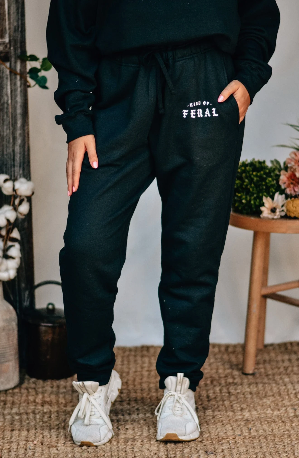 Kind of Feral Black Joggers by Southern Bliss