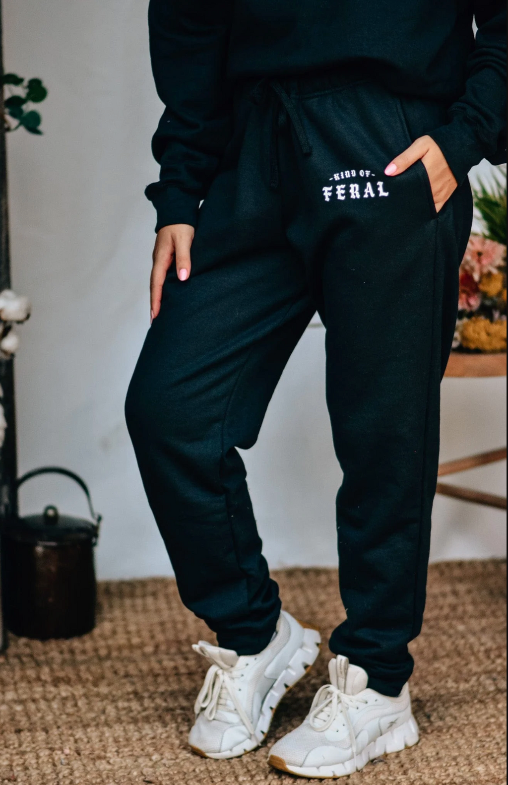 Kind of Feral Black Joggers by Southern Bliss