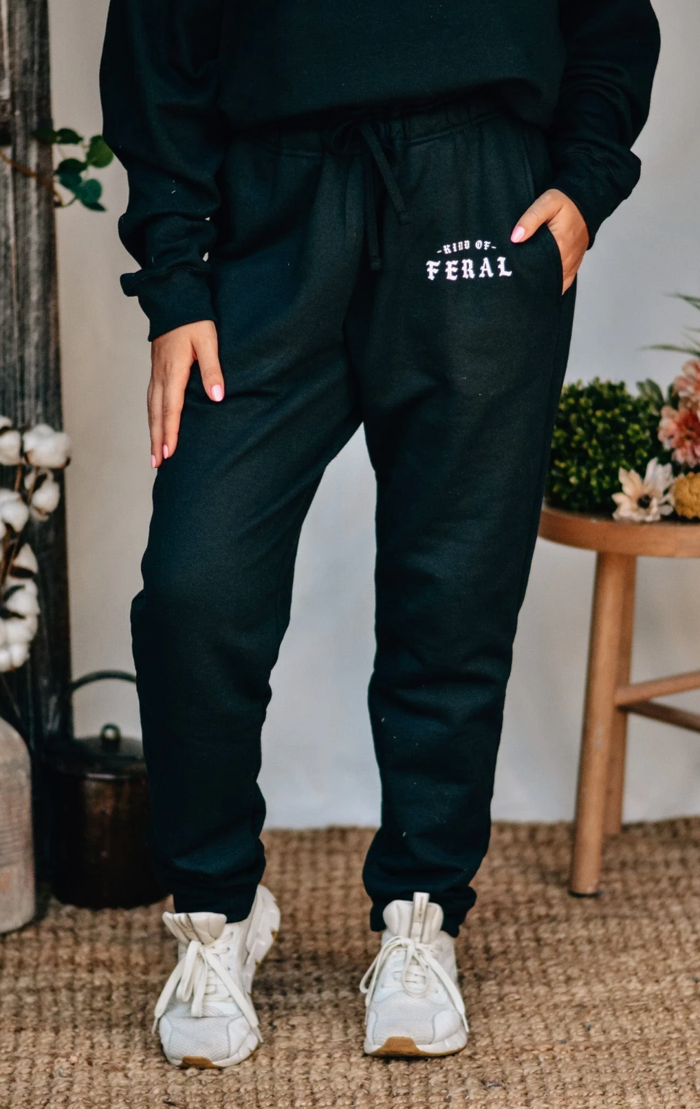 Kind of Feral Black Joggers by Southern Bliss