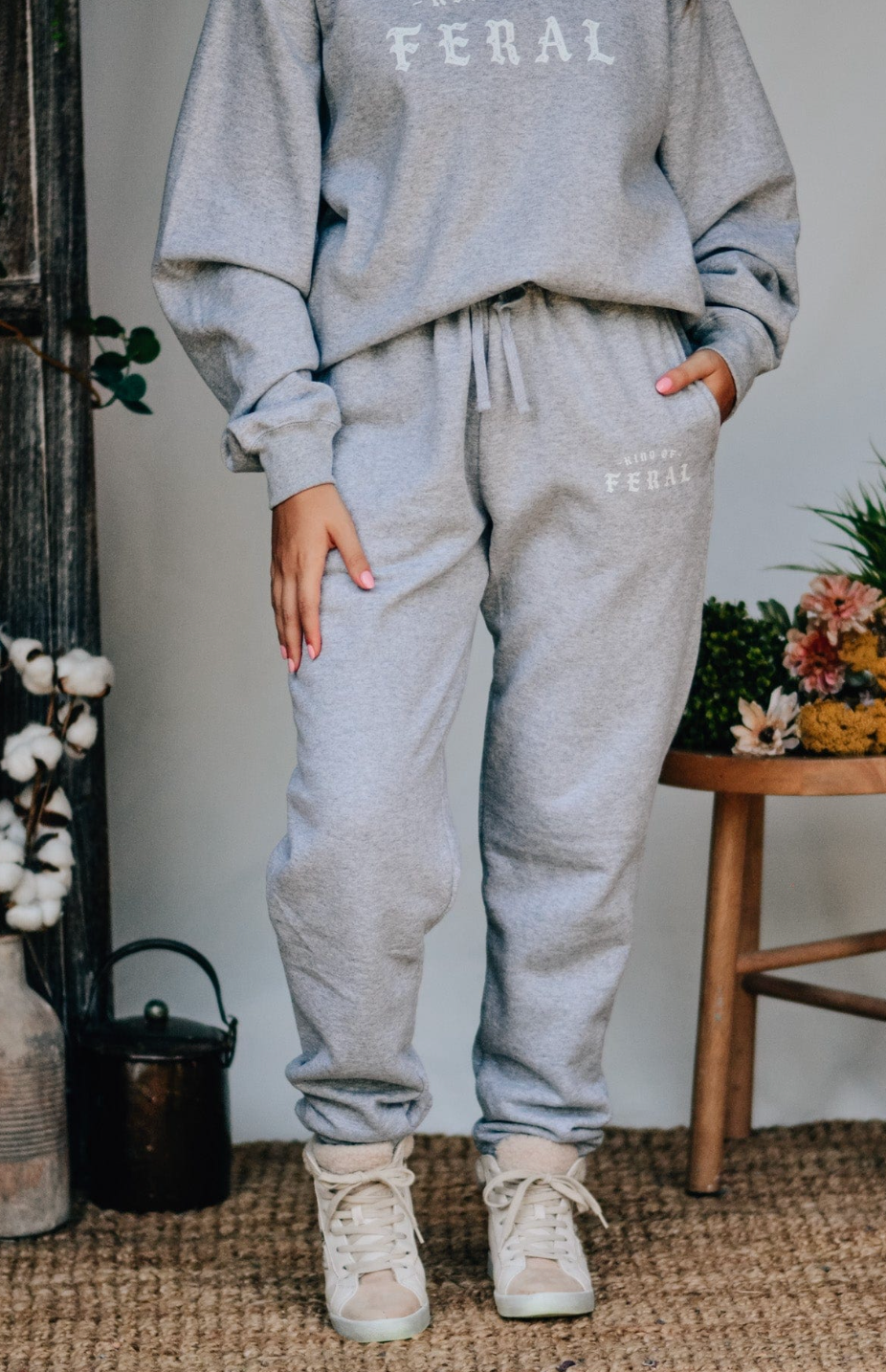 Kind of Feral Grey Joggers by Southern Bliss