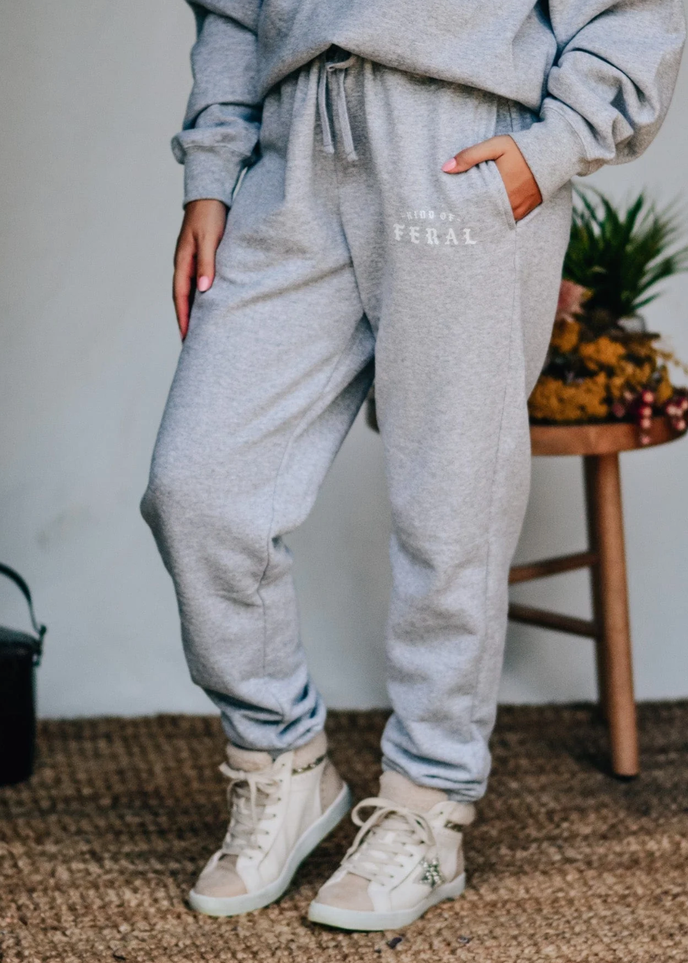 Kind of Feral Grey Joggers by Southern Bliss