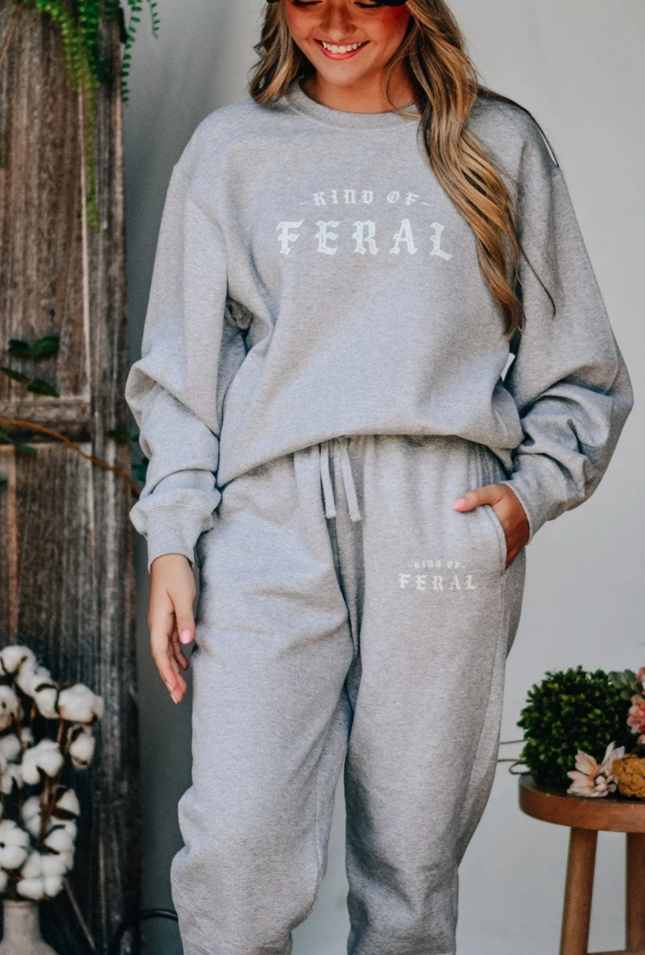 Kind of Feral Grey Joggers by Southern Bliss
