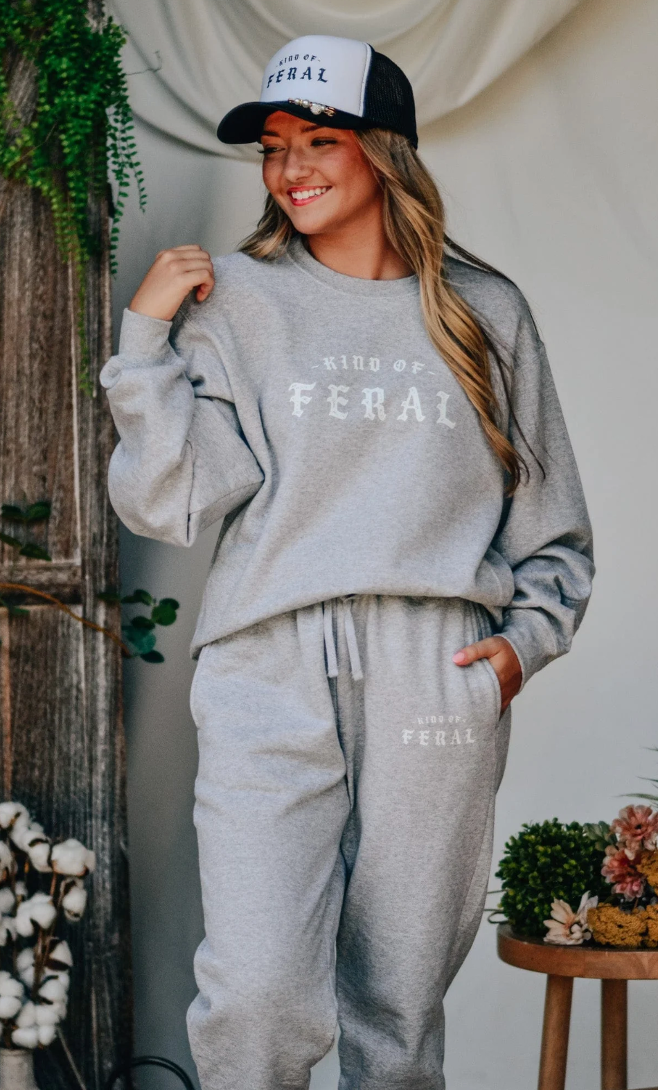 Kind of Feral Grey Joggers by Southern Bliss