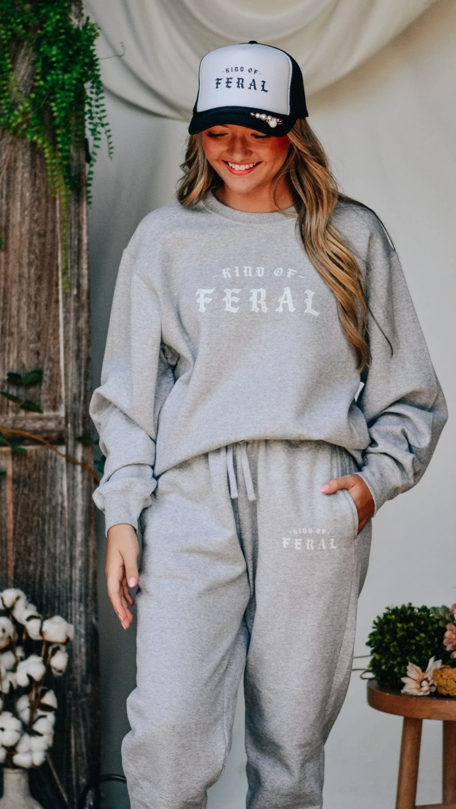 Kind of Feral Grey Crewneck by Southern Bliss