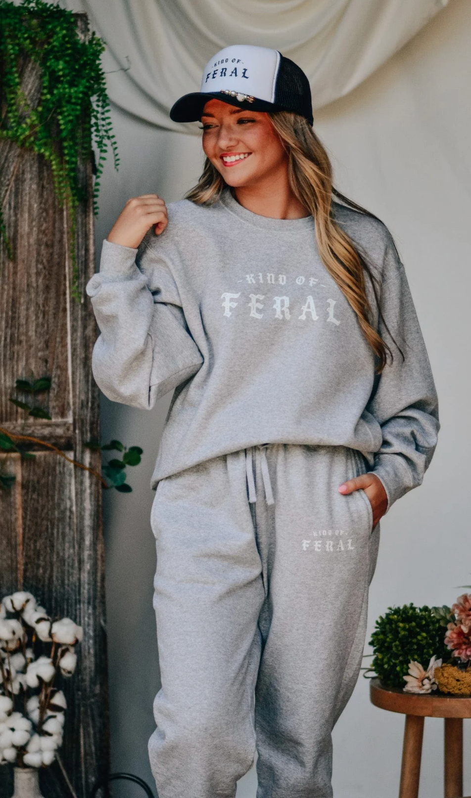 Kind of Feral Grey Crewneck by Southern Bliss