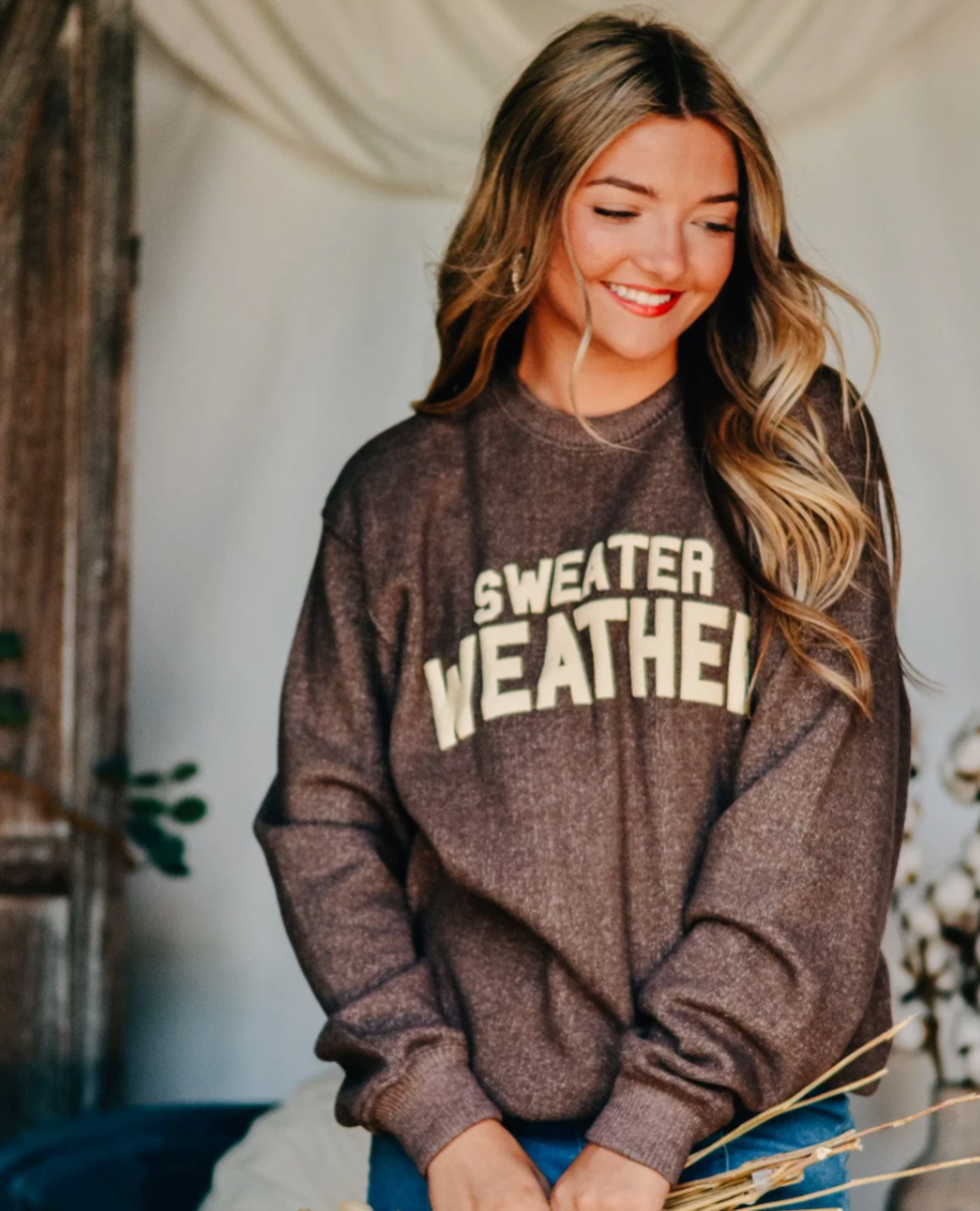 Luxe Puffer Sweater Weather Crewneck by Southern Bliss