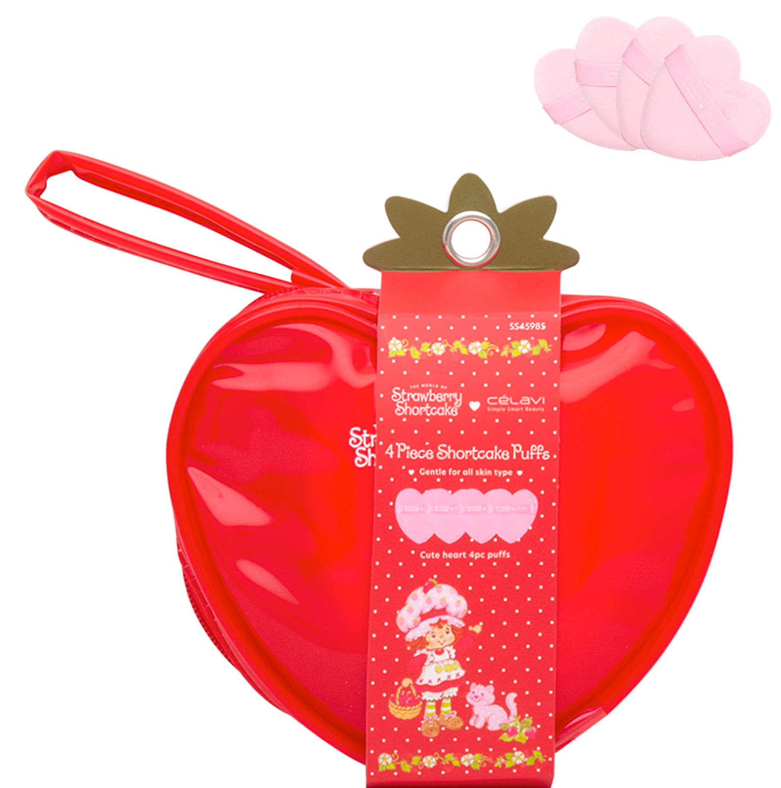 Celavi X Strawberry Shortcake 4Pc Shortcake Puffs W Heart Bag