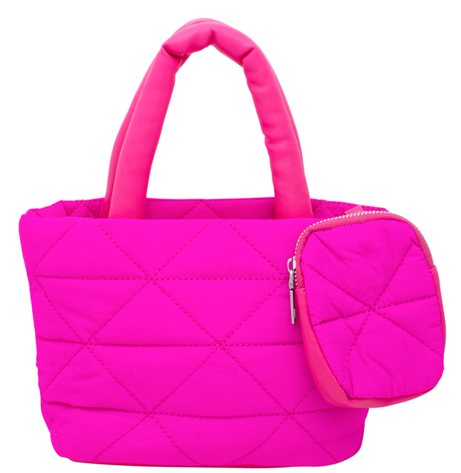 2In1 Smooth Cushion Design Handle Bag With Pouch Set