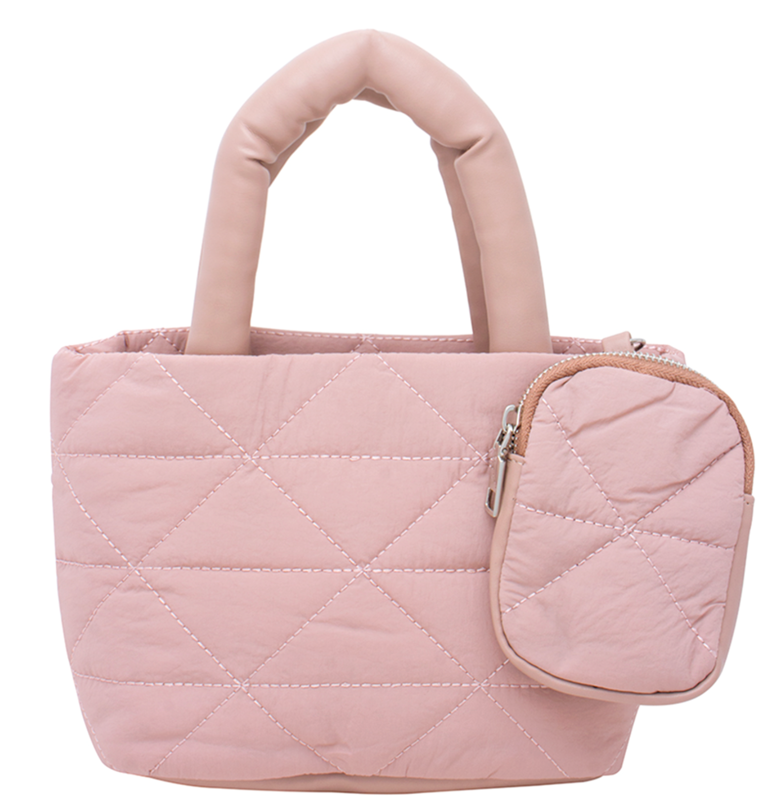 2In1 Smooth Cushion Design Handle Bag With Pouch Set