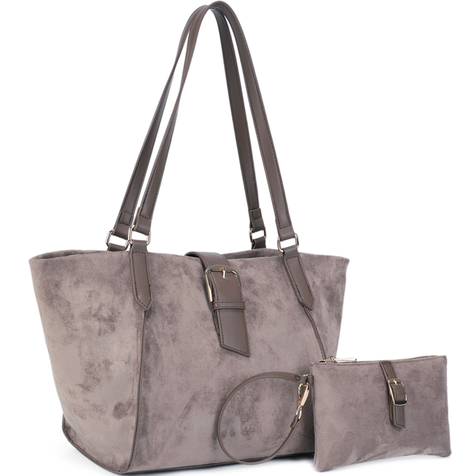 2In1 Buckle Design Shoulder Tote Bag W Clutch Set