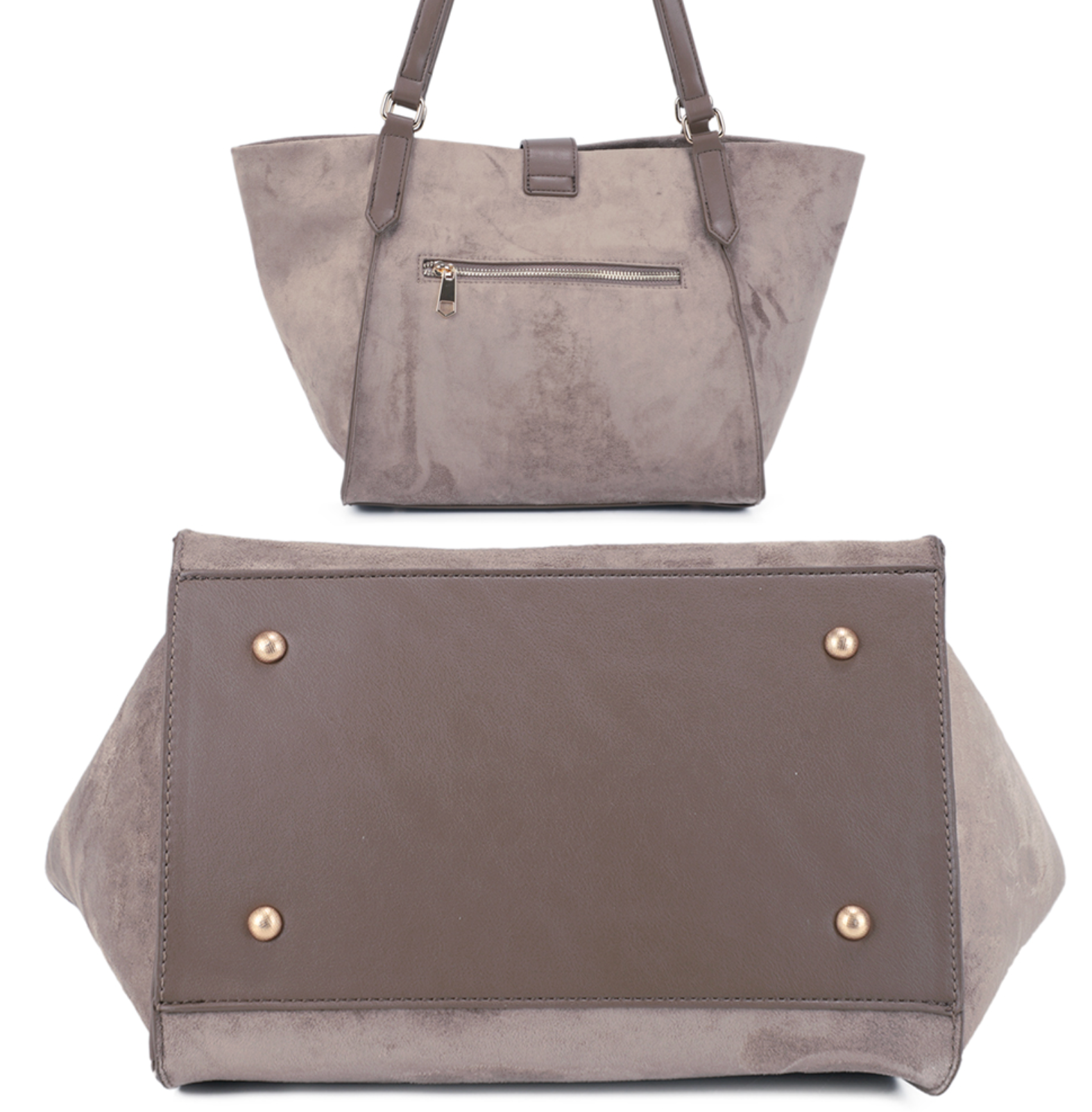 2In1 Buckle Design Shoulder Tote Bag W Clutch Set