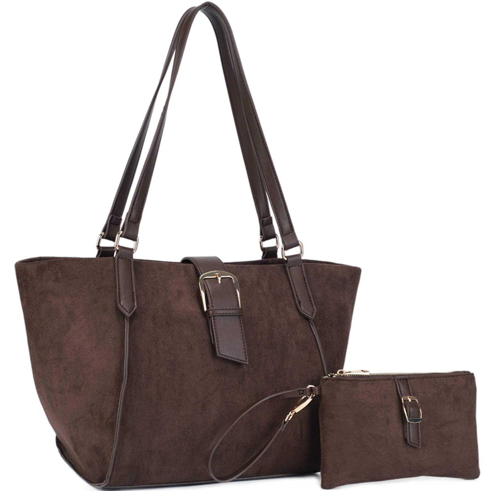 2In1 Buckle Design Shoulder Tote Bag W Clutch Set