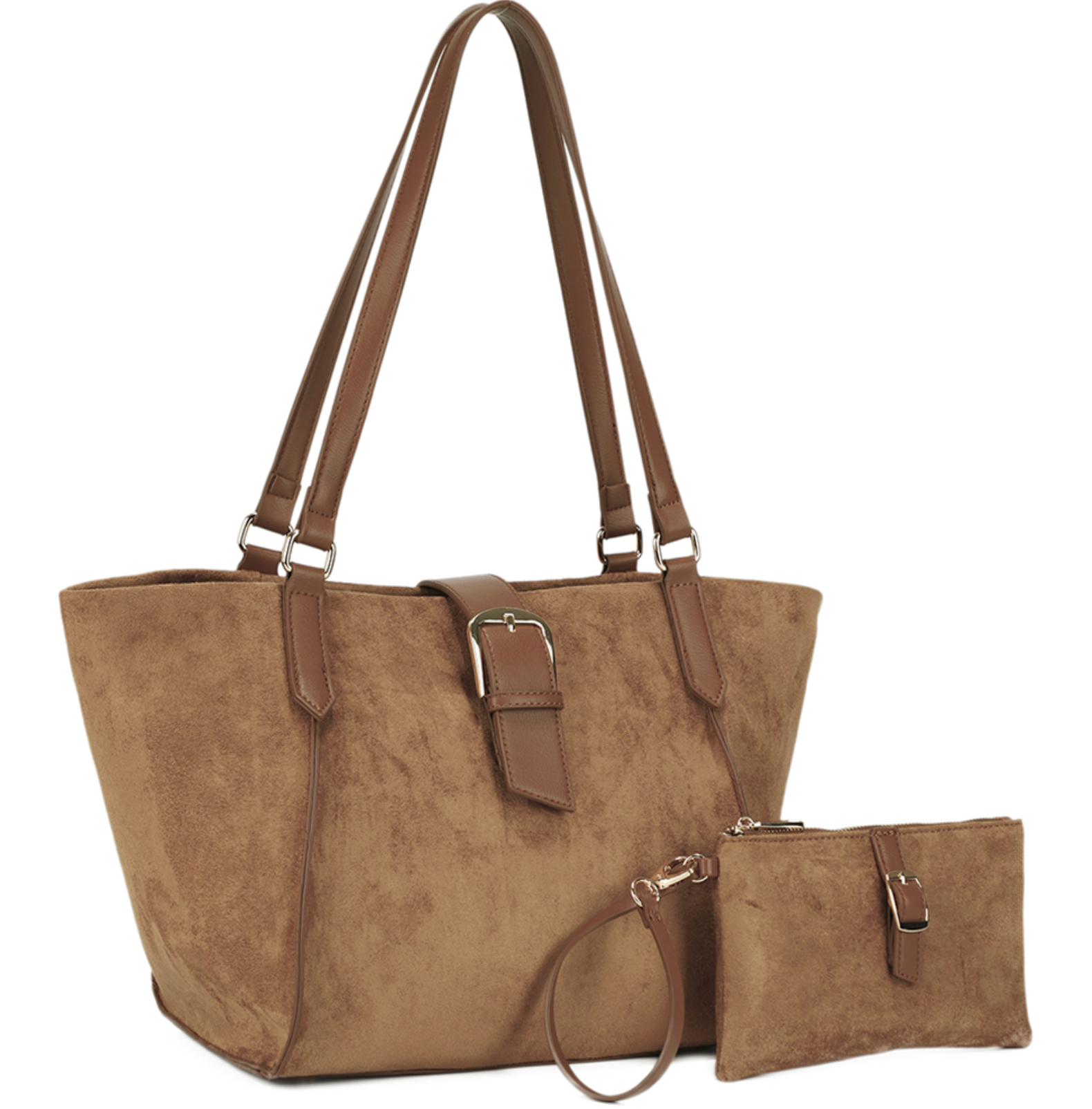 2In1 Buckle Design Shoulder Tote Bag W Clutch Set