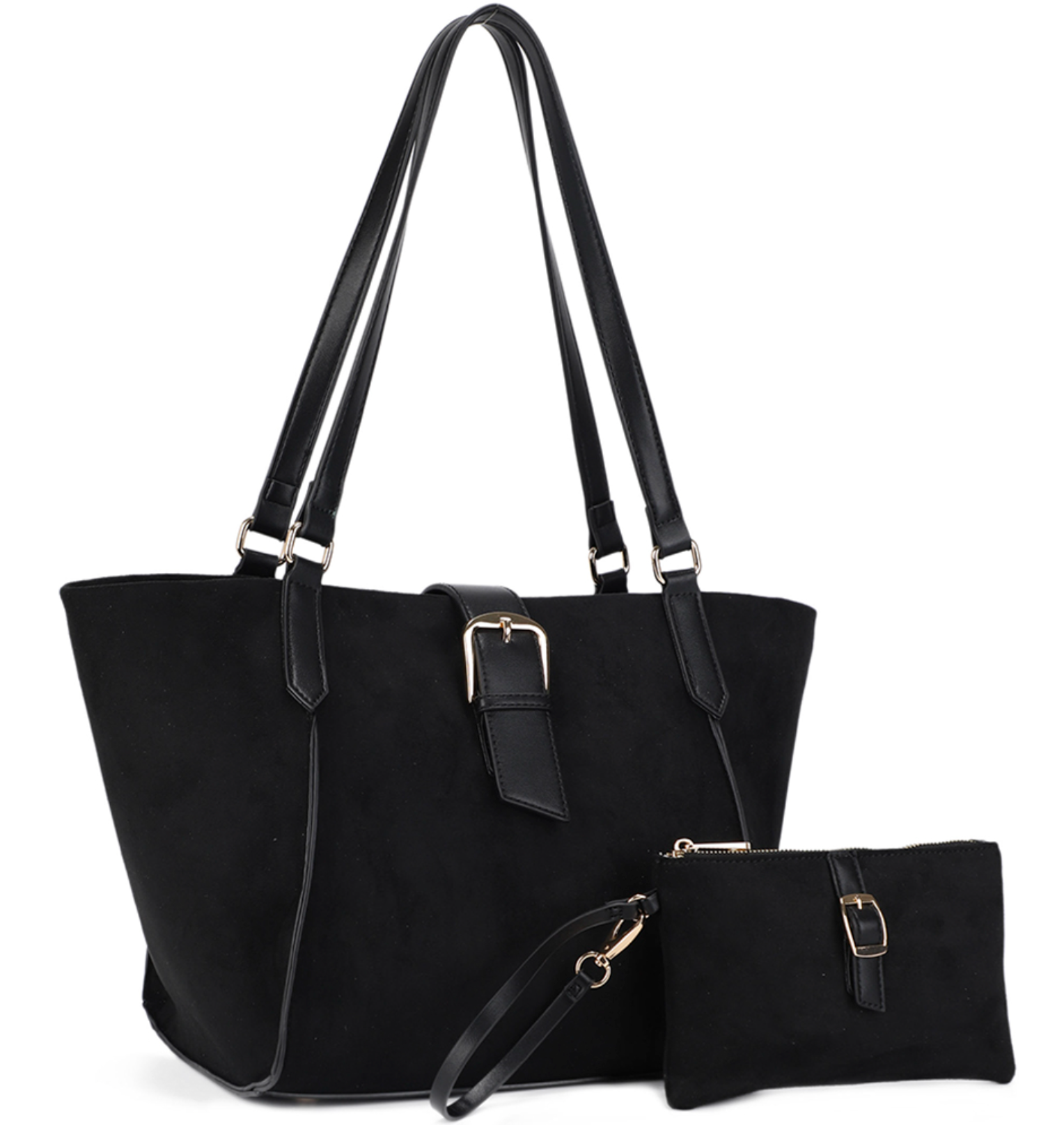 2In1 Buckle Design Shoulder Tote Bag W Clutch Set