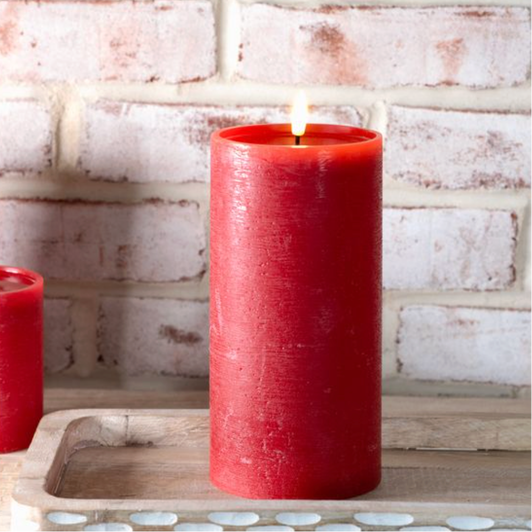 8" Tall Red LED Pillar Candle