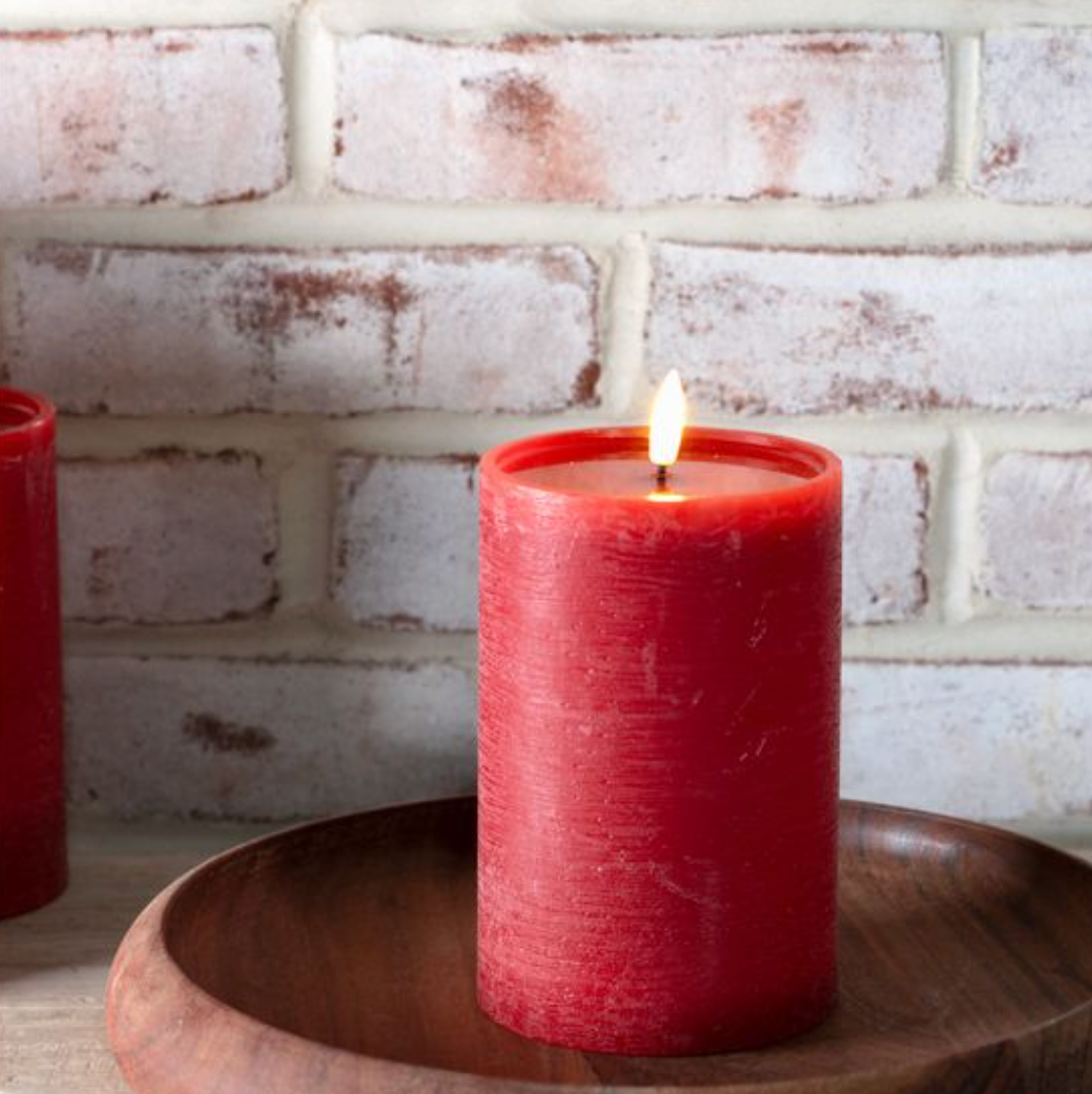 6" Wide Red LED Pillar Candle