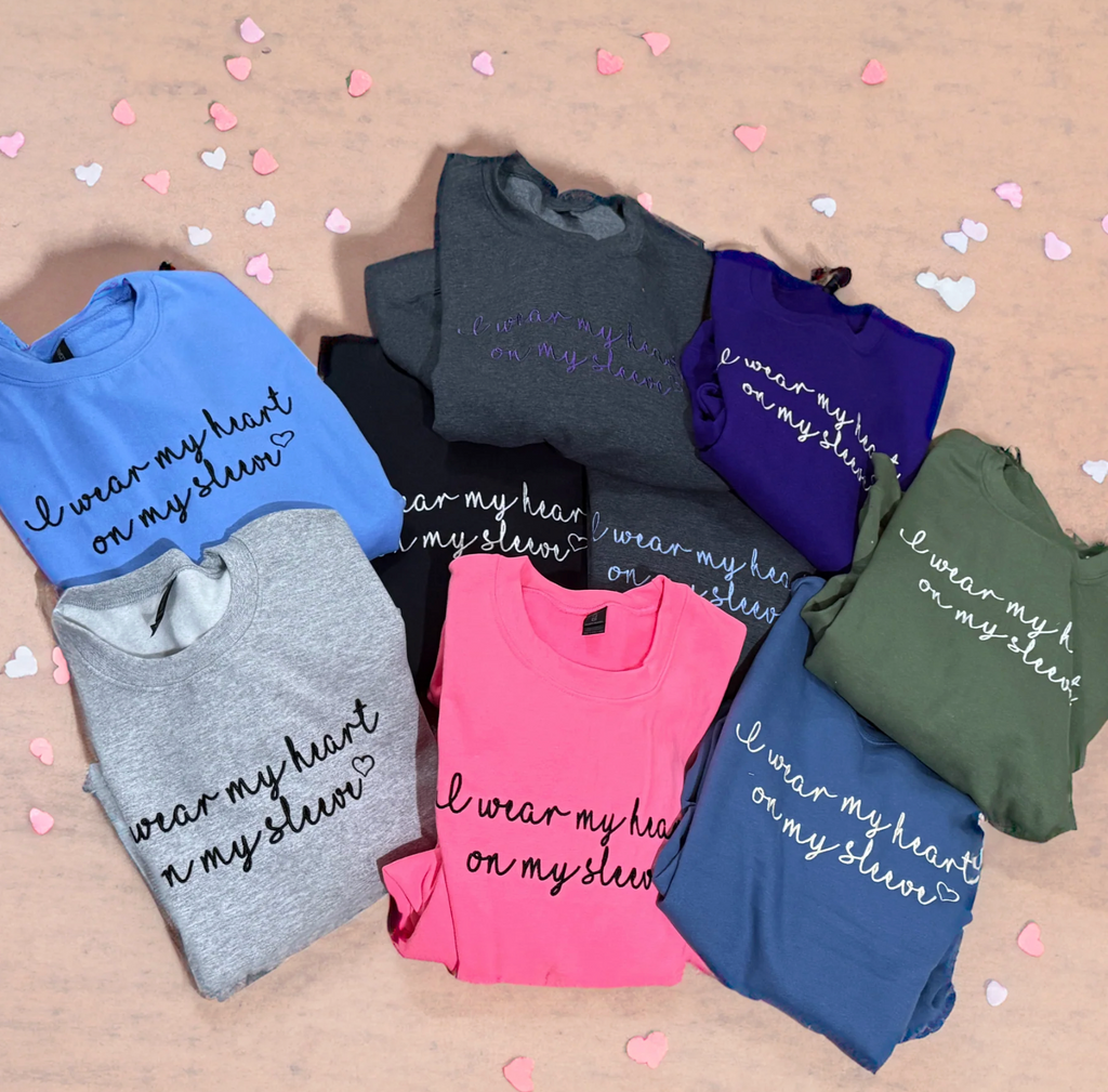 I Wear My Heart Custom Embroidered Crewneck