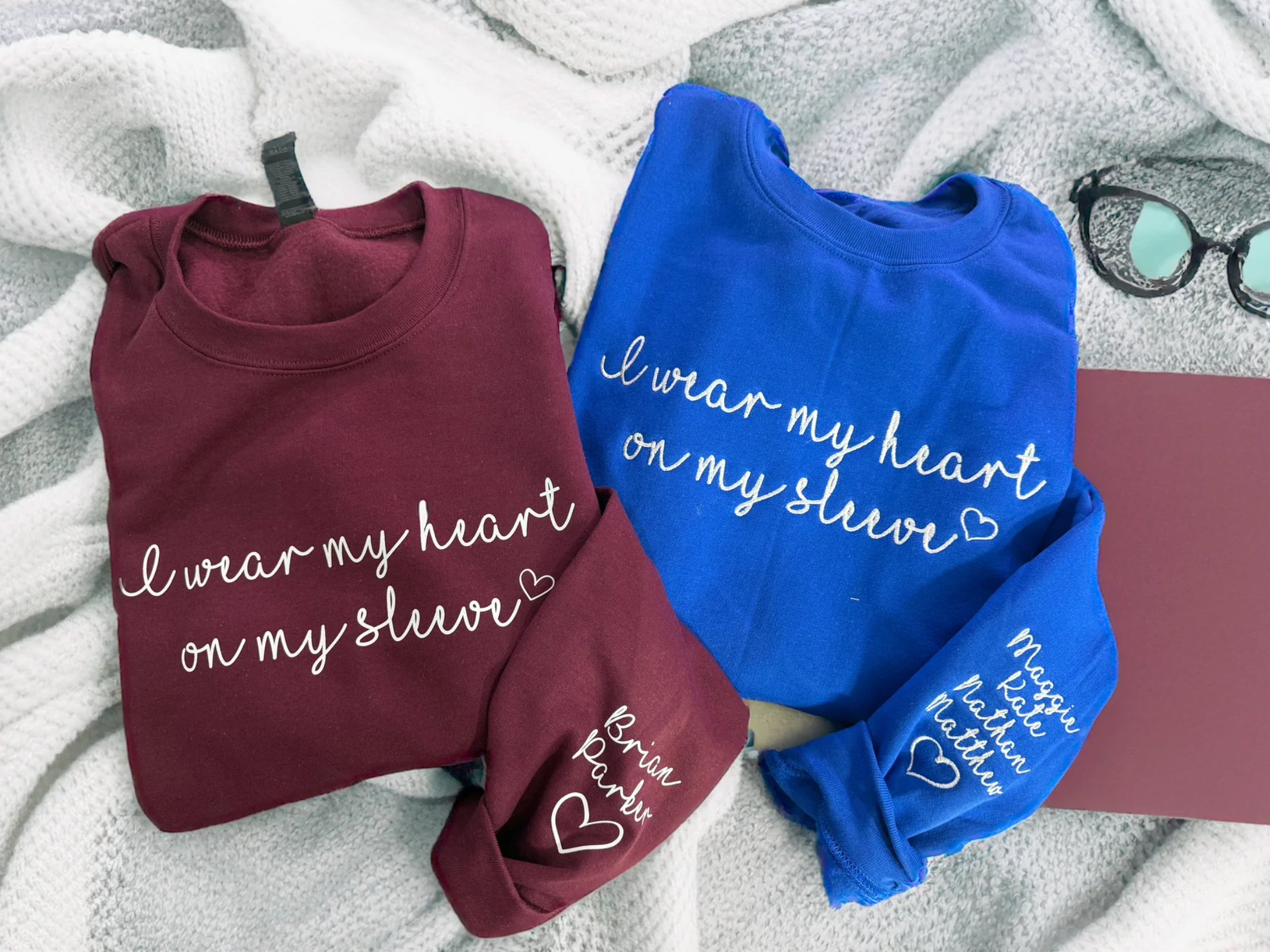 I Wear My Heart Custom Embroidered Crewneck