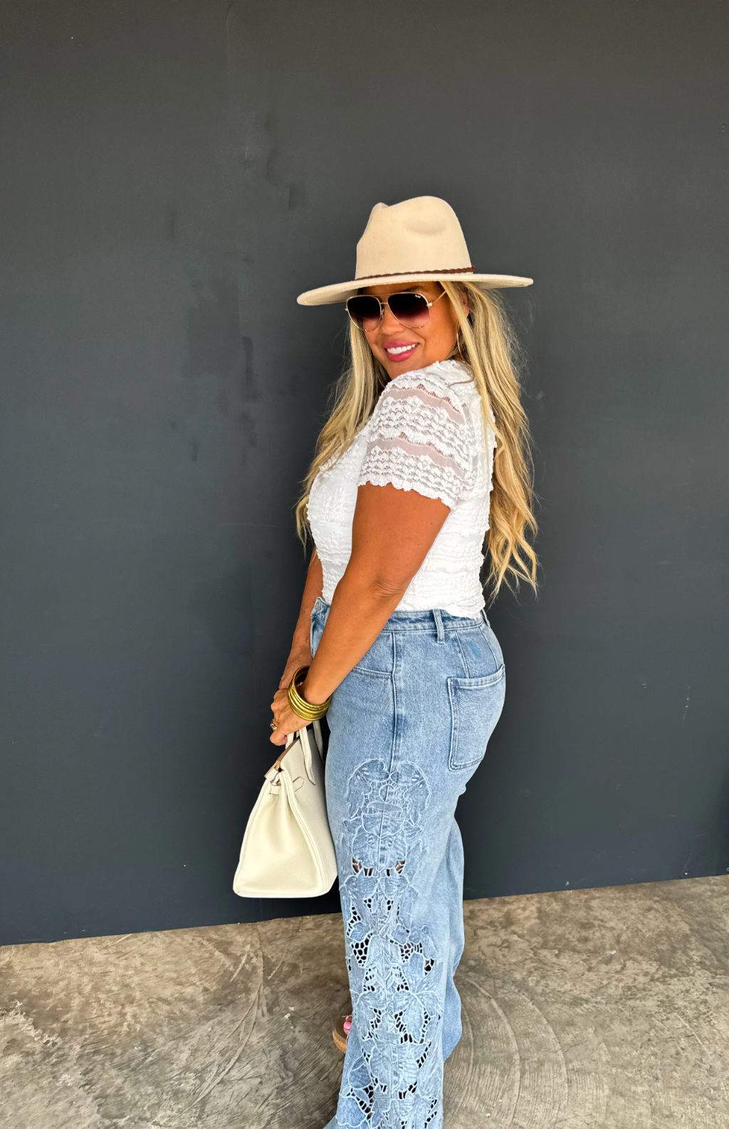 Floral Charm Wide Leg Jeans - Custom Cut