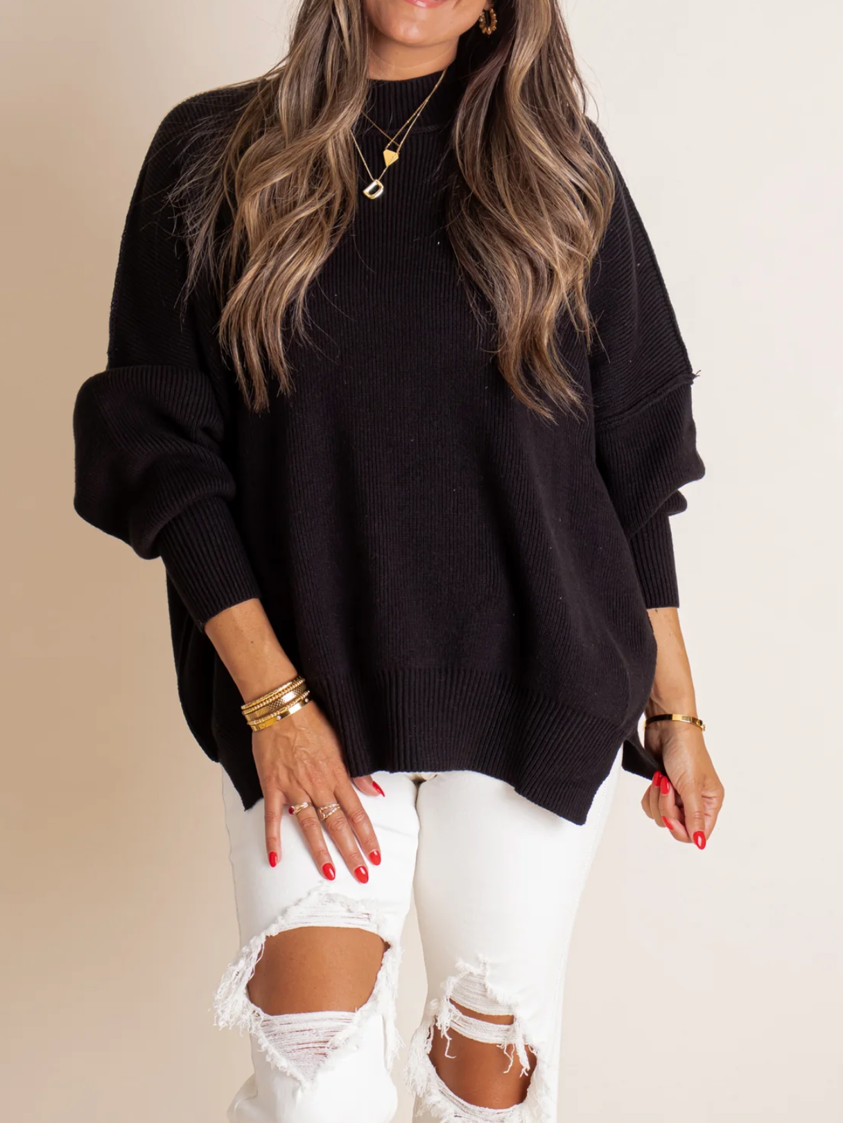 Cozy Mornings Side Sit Oversize Sweater