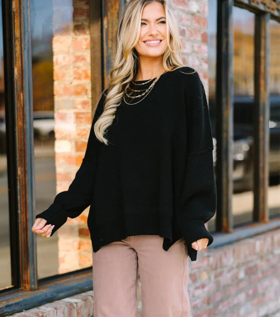 Cozy Mornings Side Sit Oversize Sweater